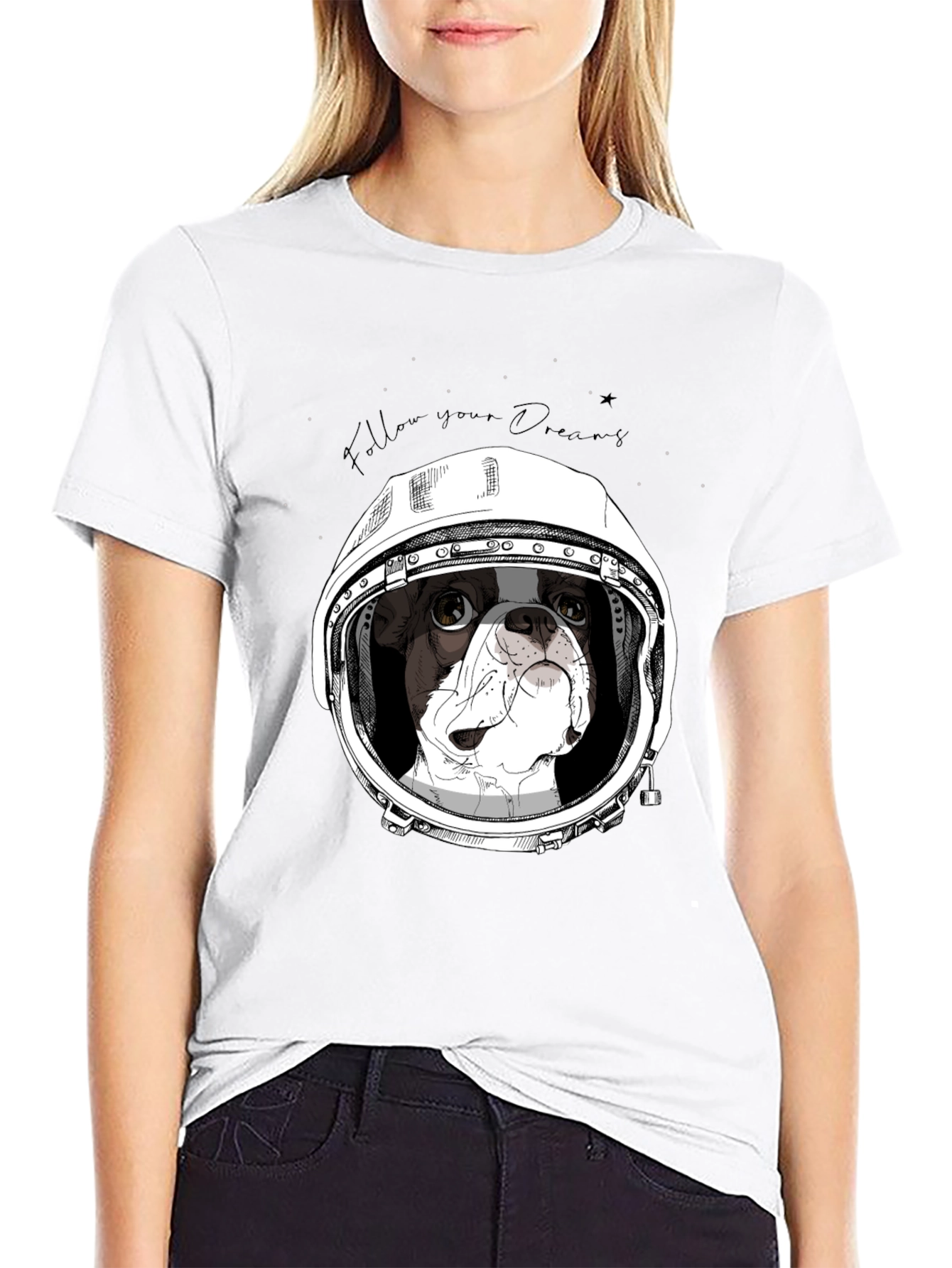 Dog Astronaut Graphic Tee - Follow Your Dreams