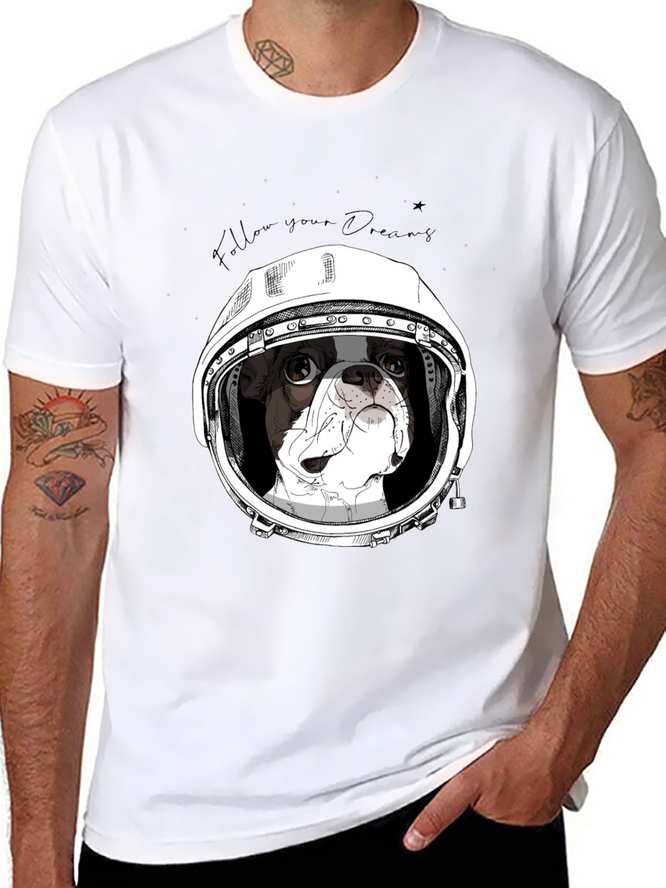 Dog Astronaut Graphic Tee - Follow Your Dreams