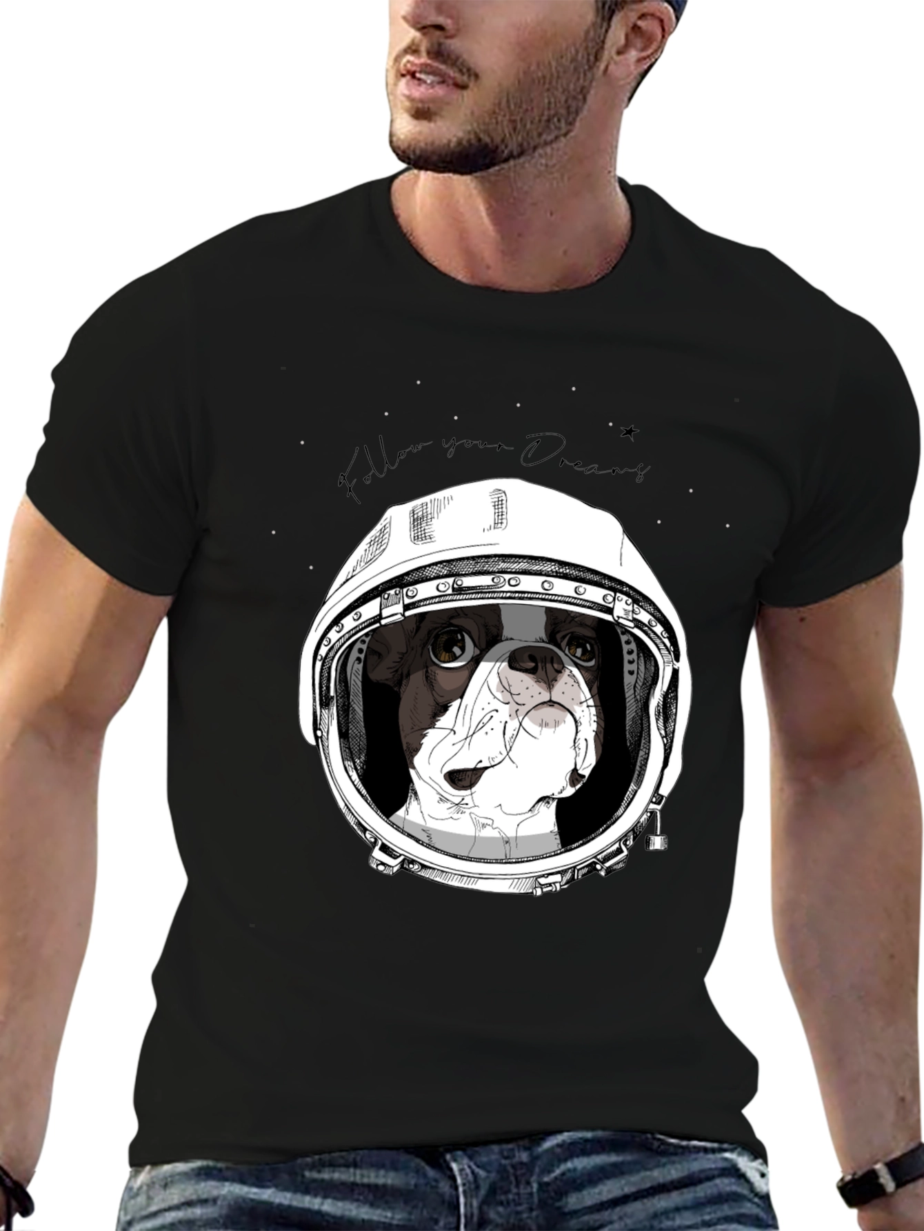 Dog Astronaut Graphic Tee - Follow Your Dreams