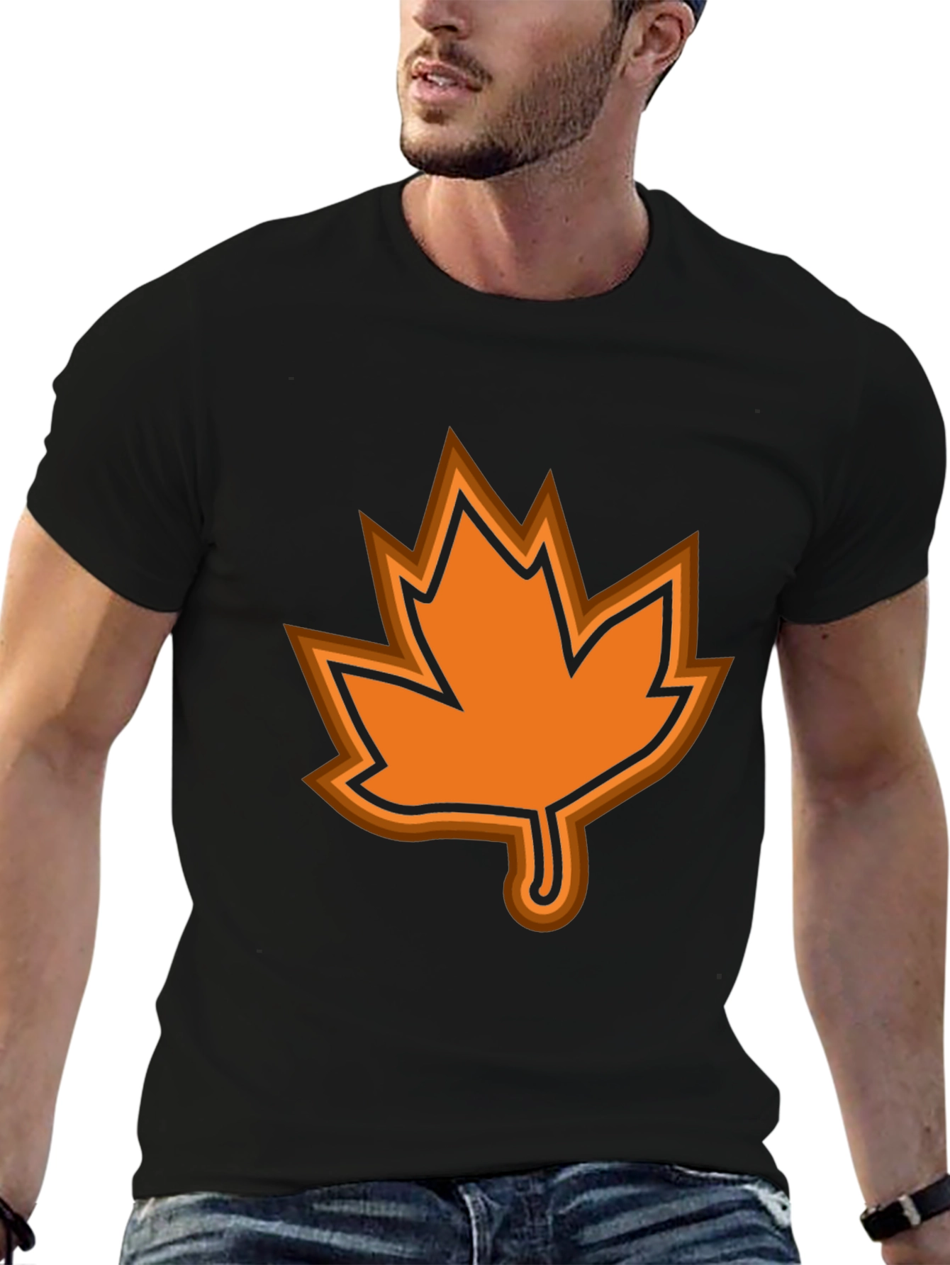 Autumn Leaf Graphic Black T-Shirt
