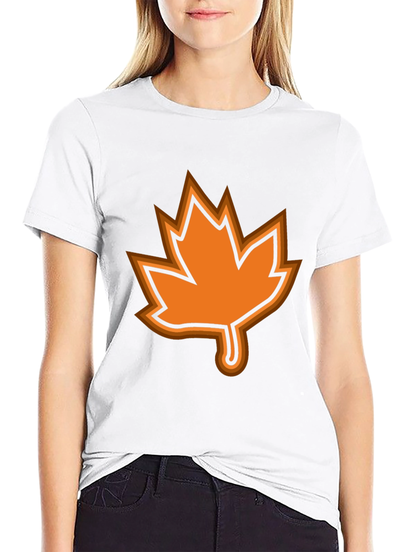 Autumn Leaf Graphic Black T-Shirt
