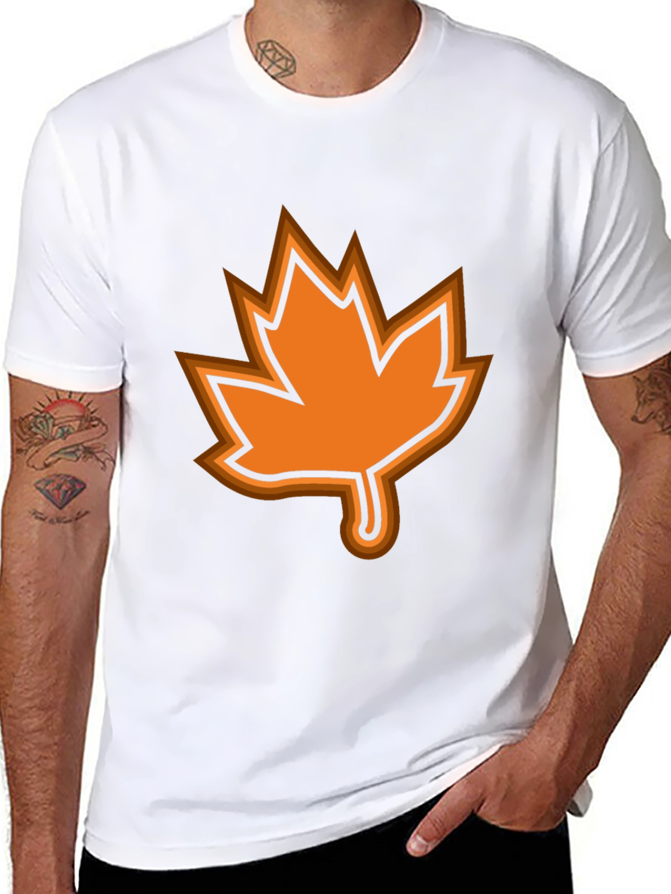 Autumn Leaf Graphic Black T-Shirt