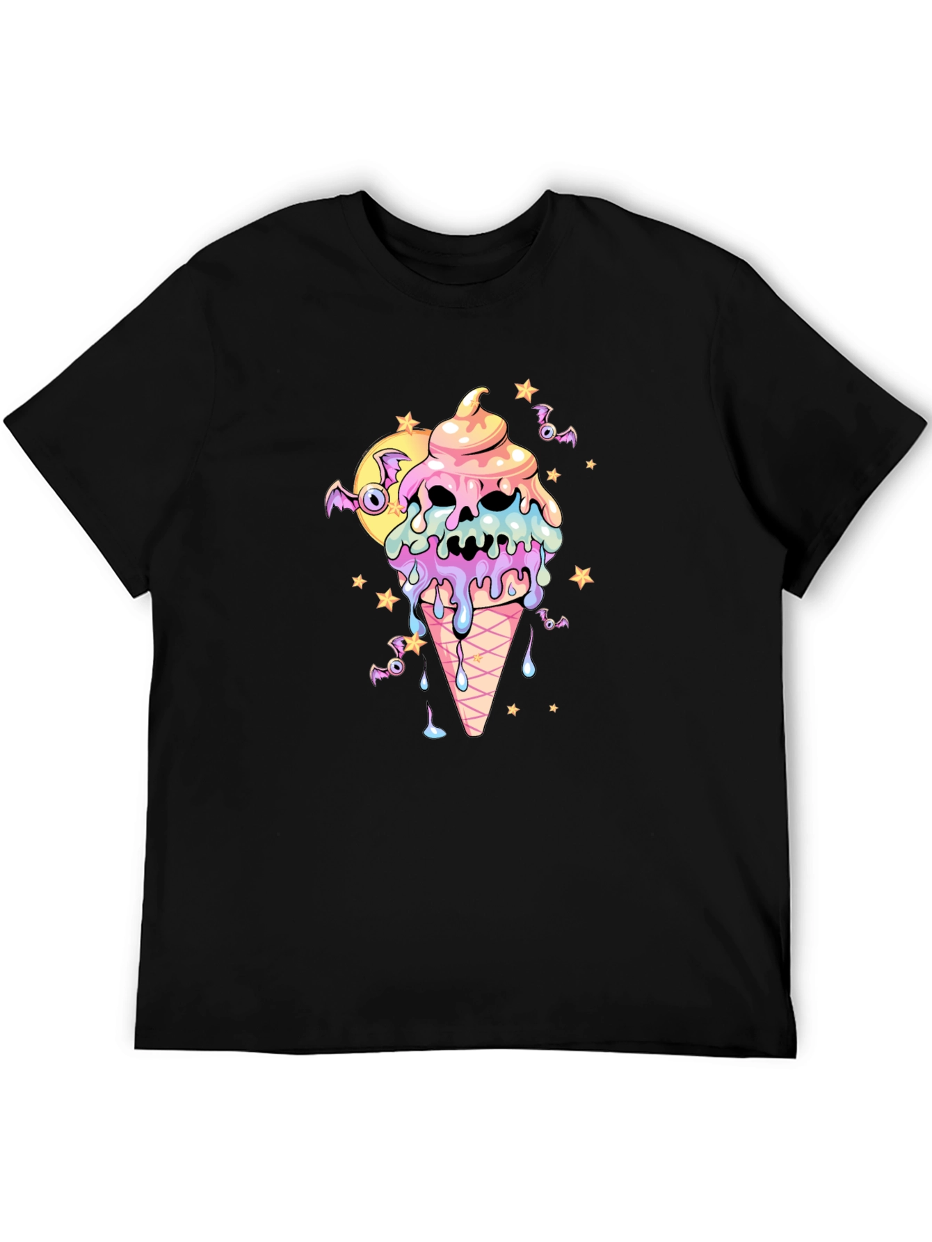 Spooky Ice Cream Skull Graphic Tee - Halloween Shirt