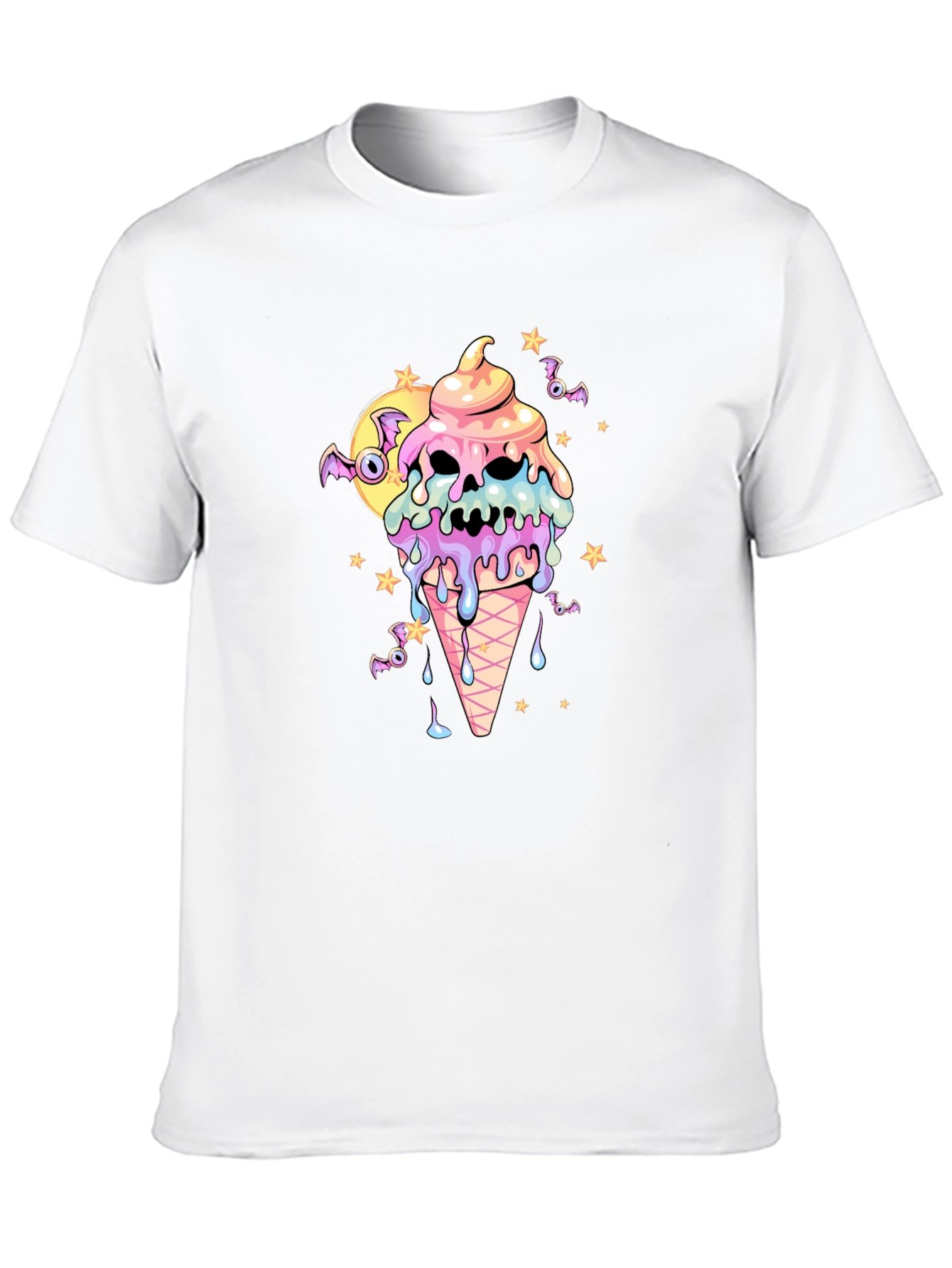 Spooky Ice Cream Skull Graphic Tee - Halloween Shirt