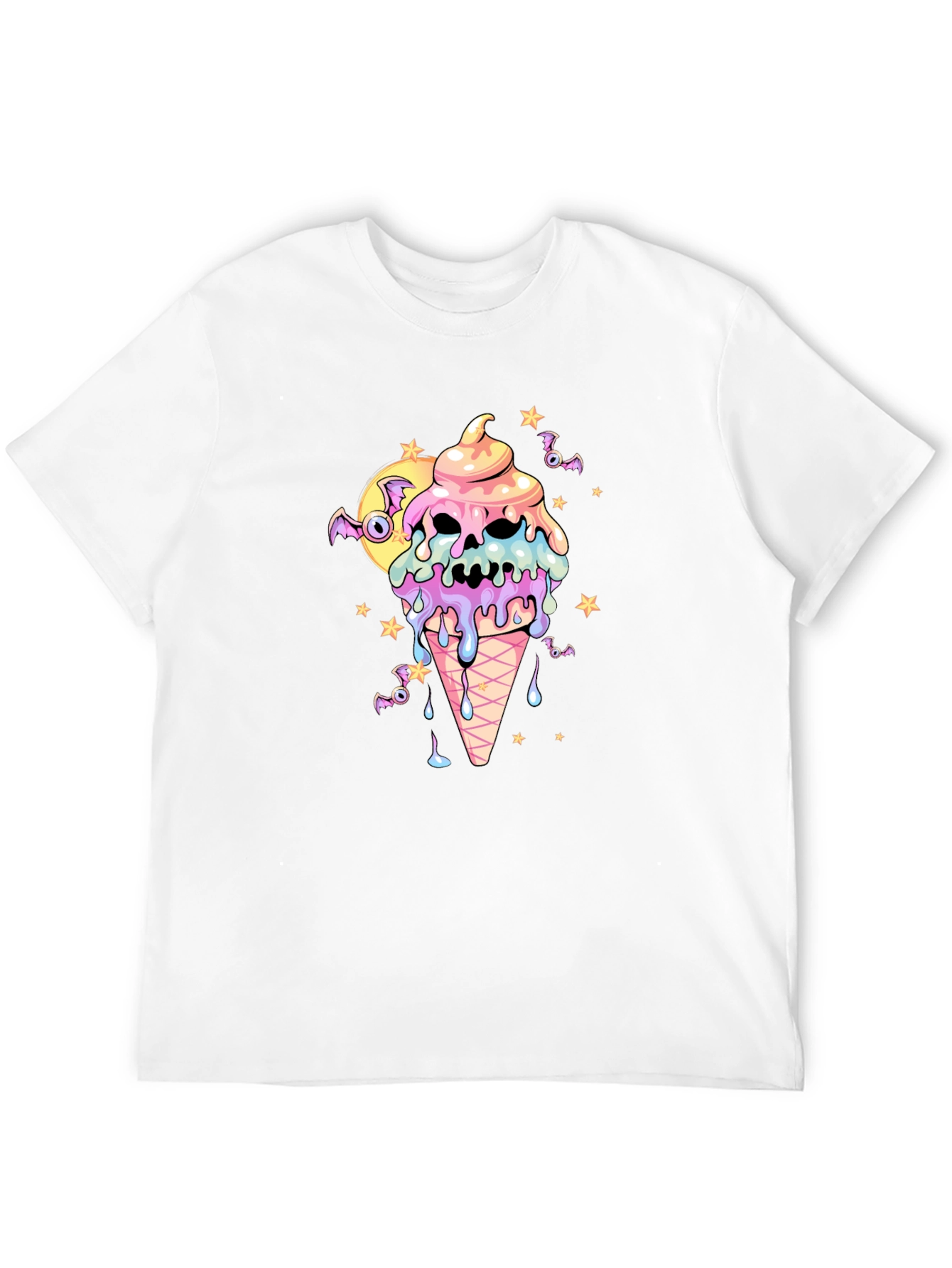 Spooky Ice Cream Skull Graphic Tee - Halloween Shirt