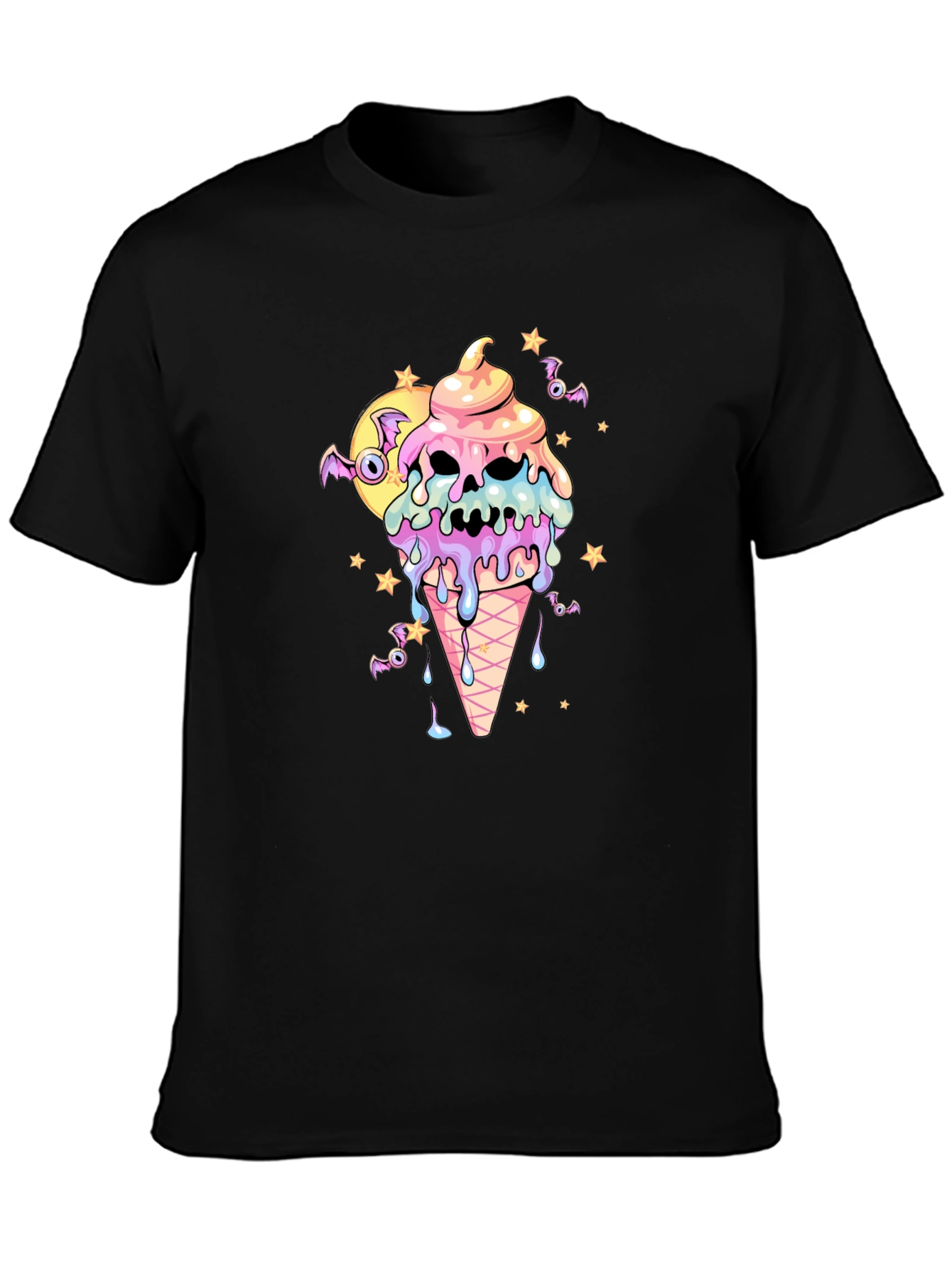 Spooky Ice Cream Skull Graphic Tee - Halloween Shirt