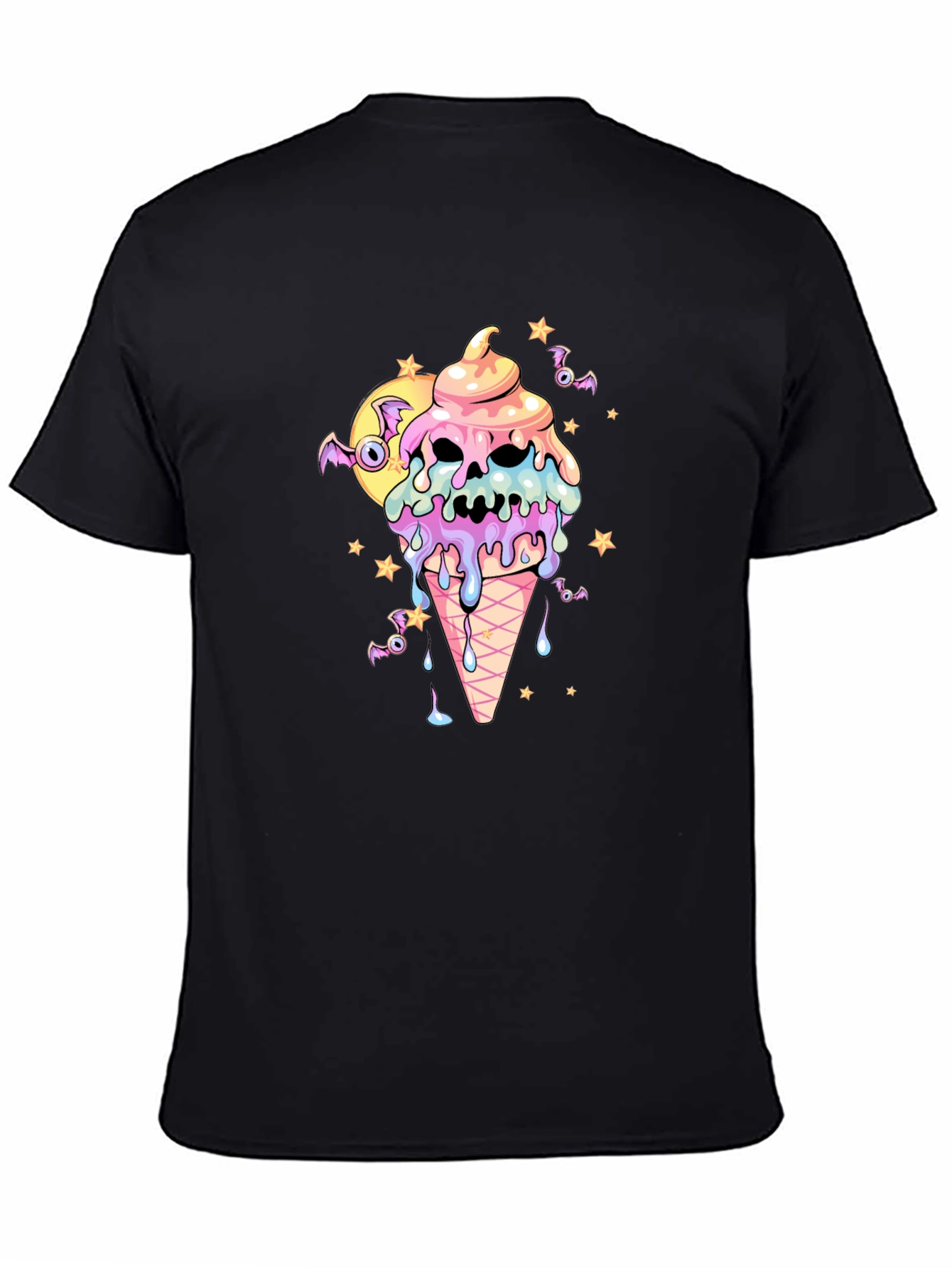 Spooky Ice Cream Skull Graphic Tee - Halloween Shirt