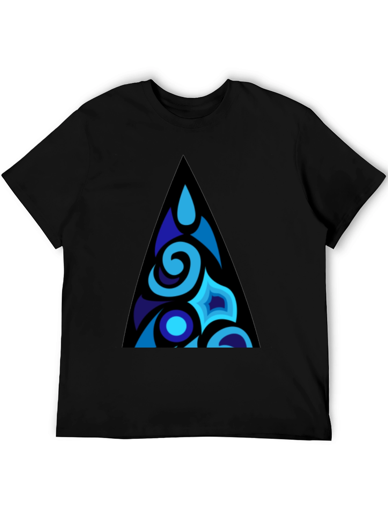 Blue Abstract Triangle Graphic T-Shirt