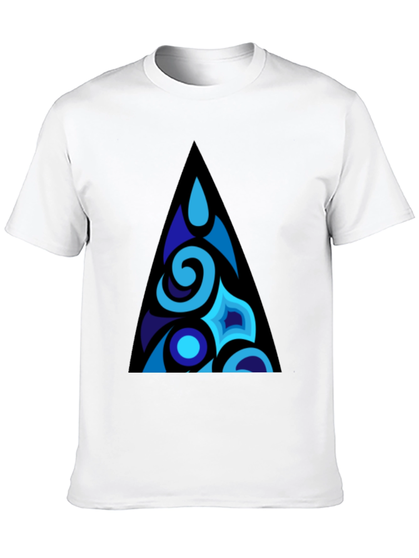 Blue Abstract Triangle Graphic T-Shirt