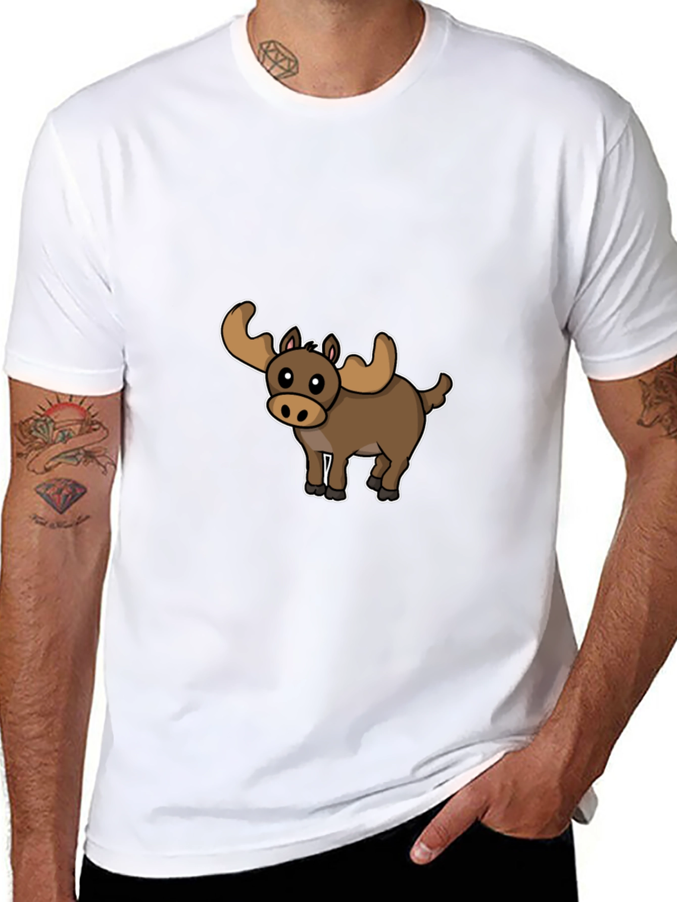 Moose Cartoon Graphic T-Shirt - Unisex