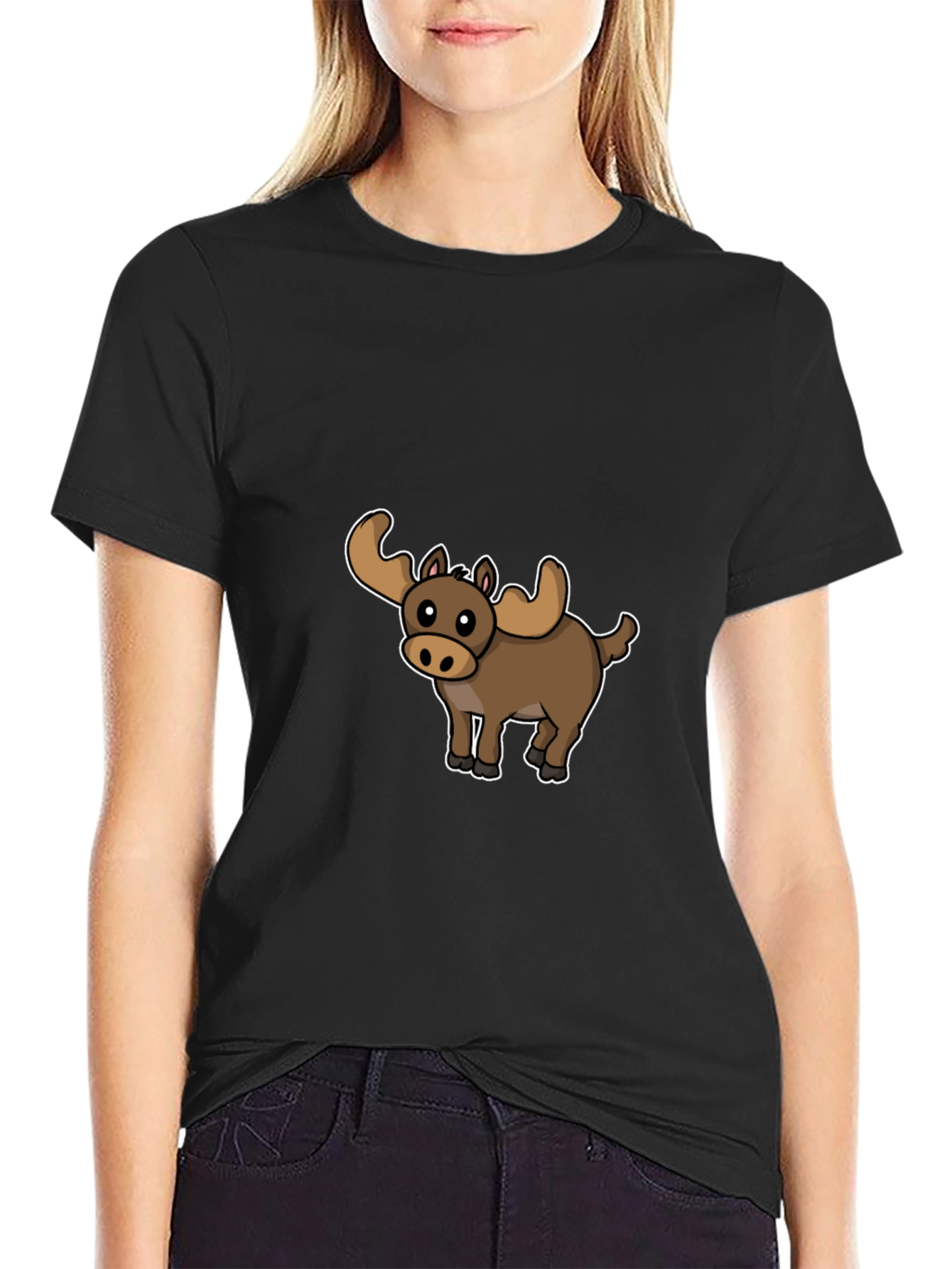 Moose Cartoon Graphic T-Shirt - Unisex