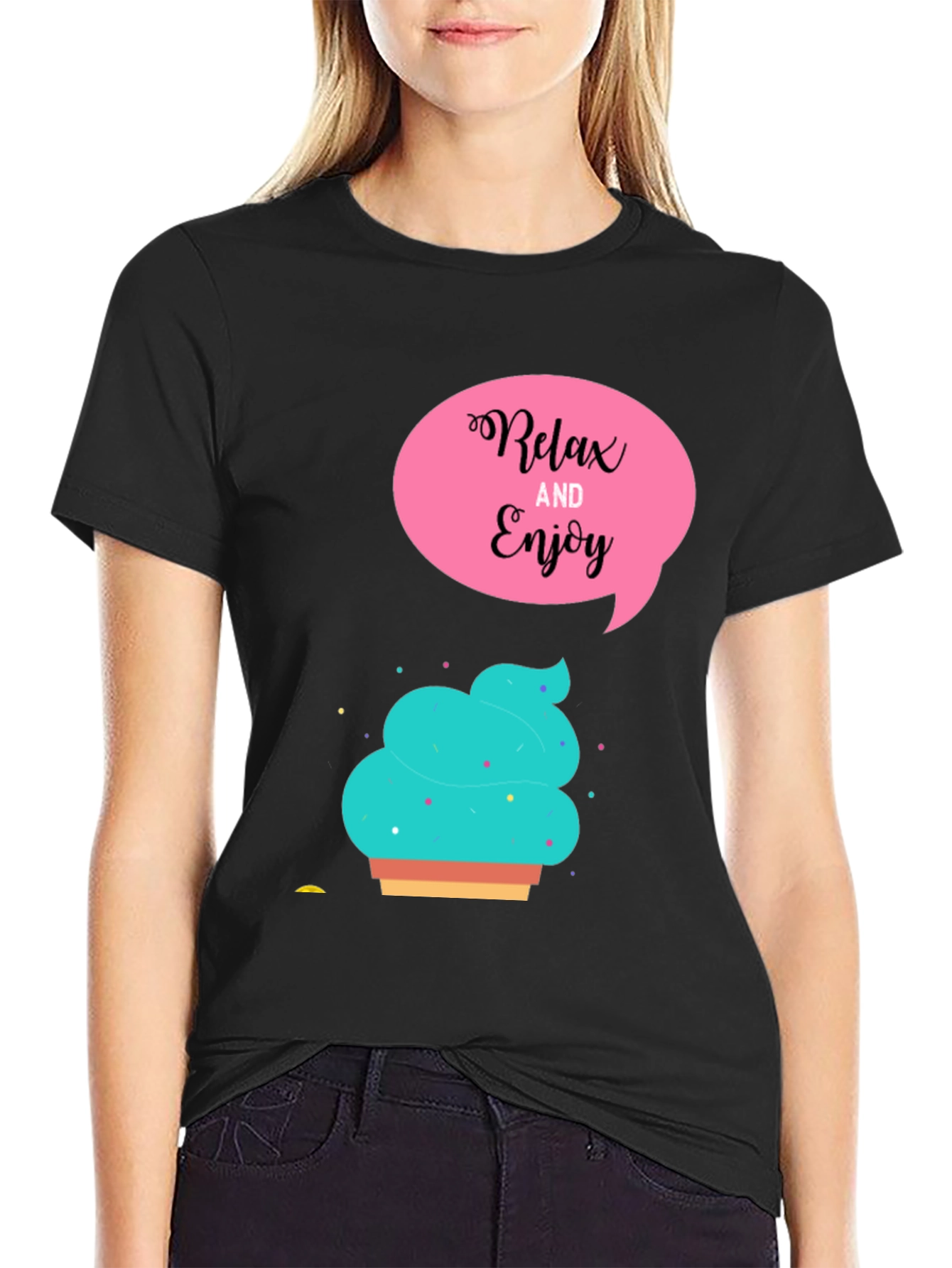Relax & Enjoy Tee: Ice Cream Graphic T-Shirt