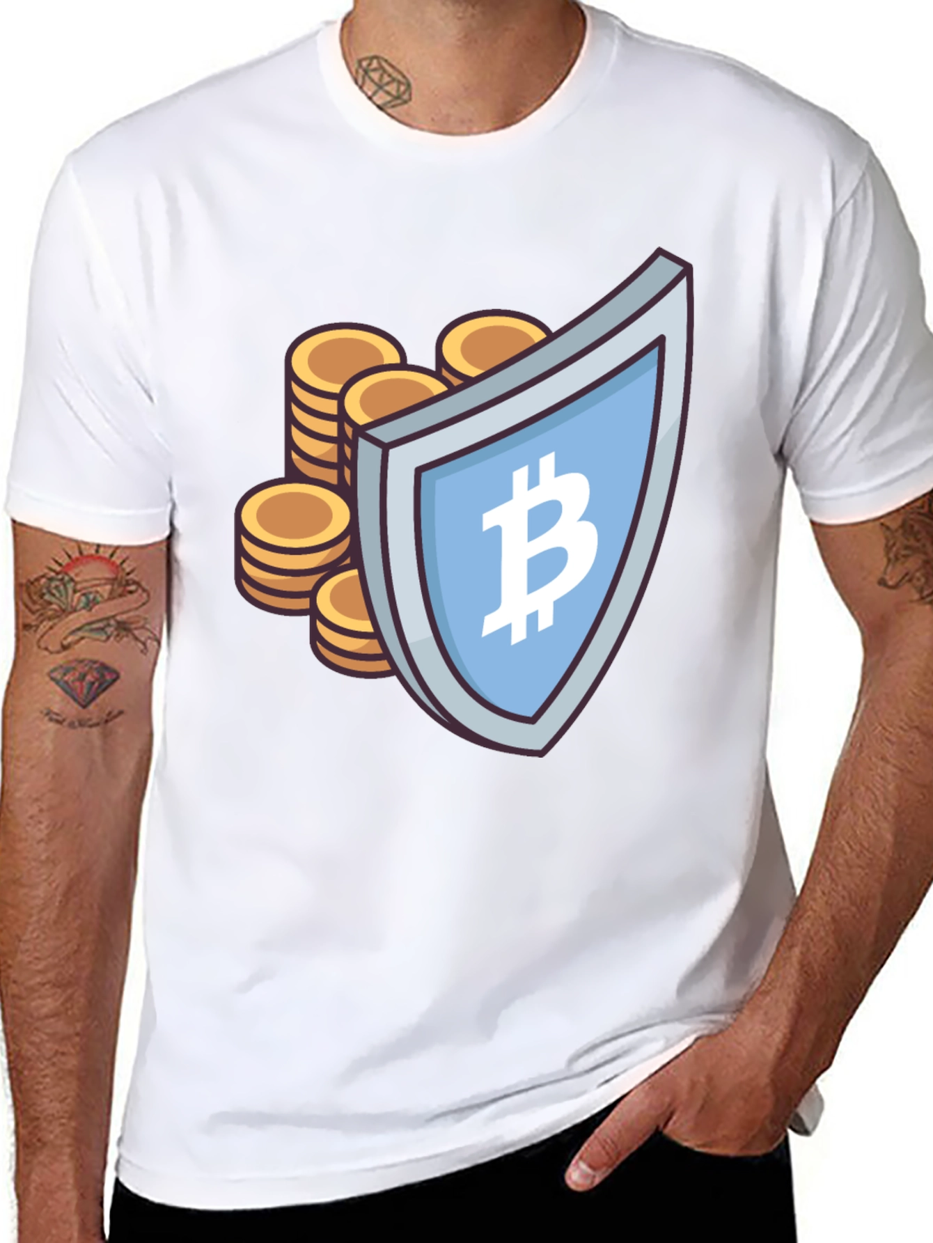 Bitcoin Shield Graphic Tee - Crypto Currency T-Shirt