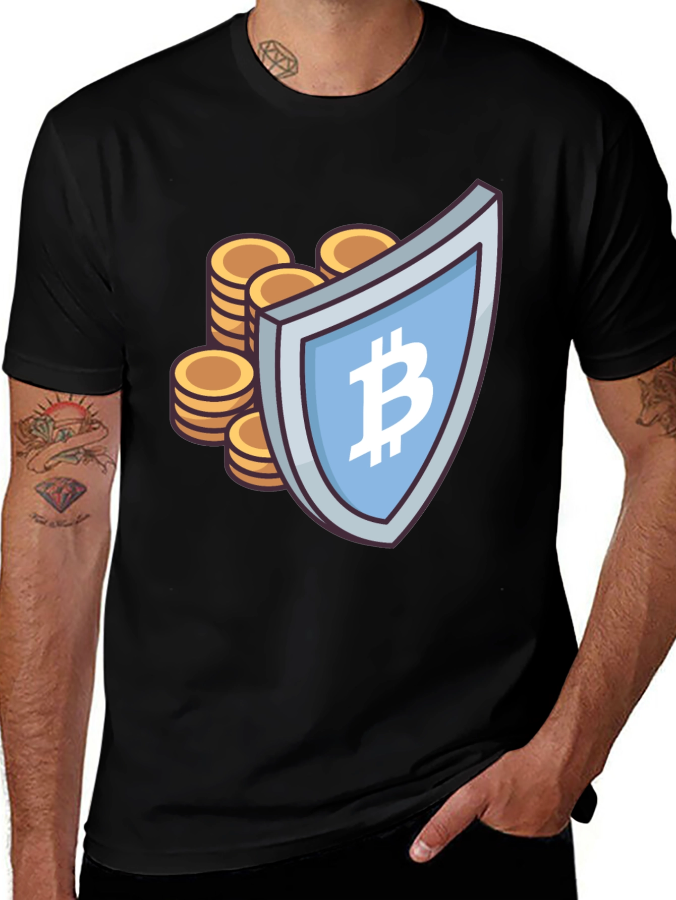 Bitcoin Shield Graphic Tee - Crypto Currency T-Shirt