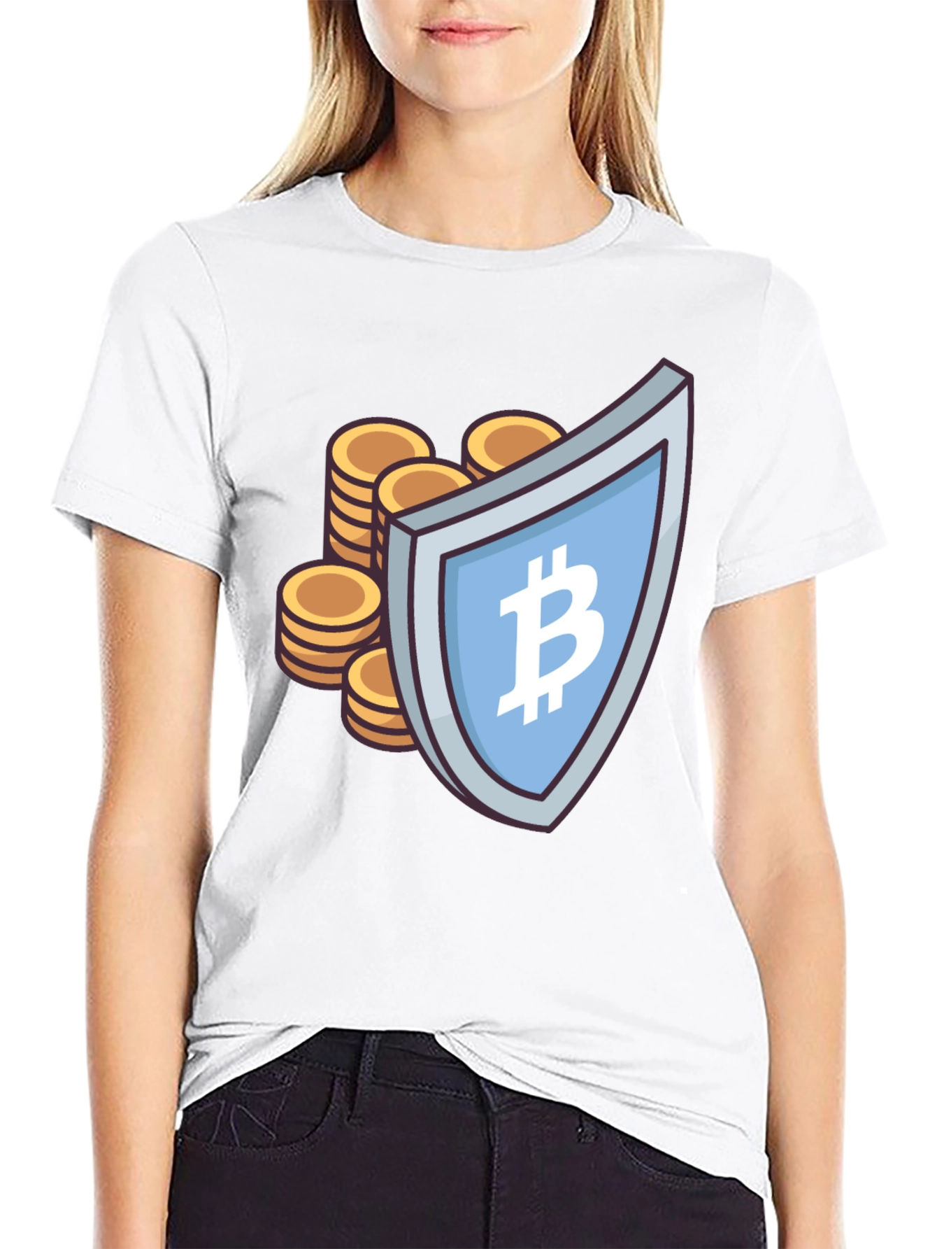 Bitcoin Shield Graphic Tee - Crypto Currency T-Shirt