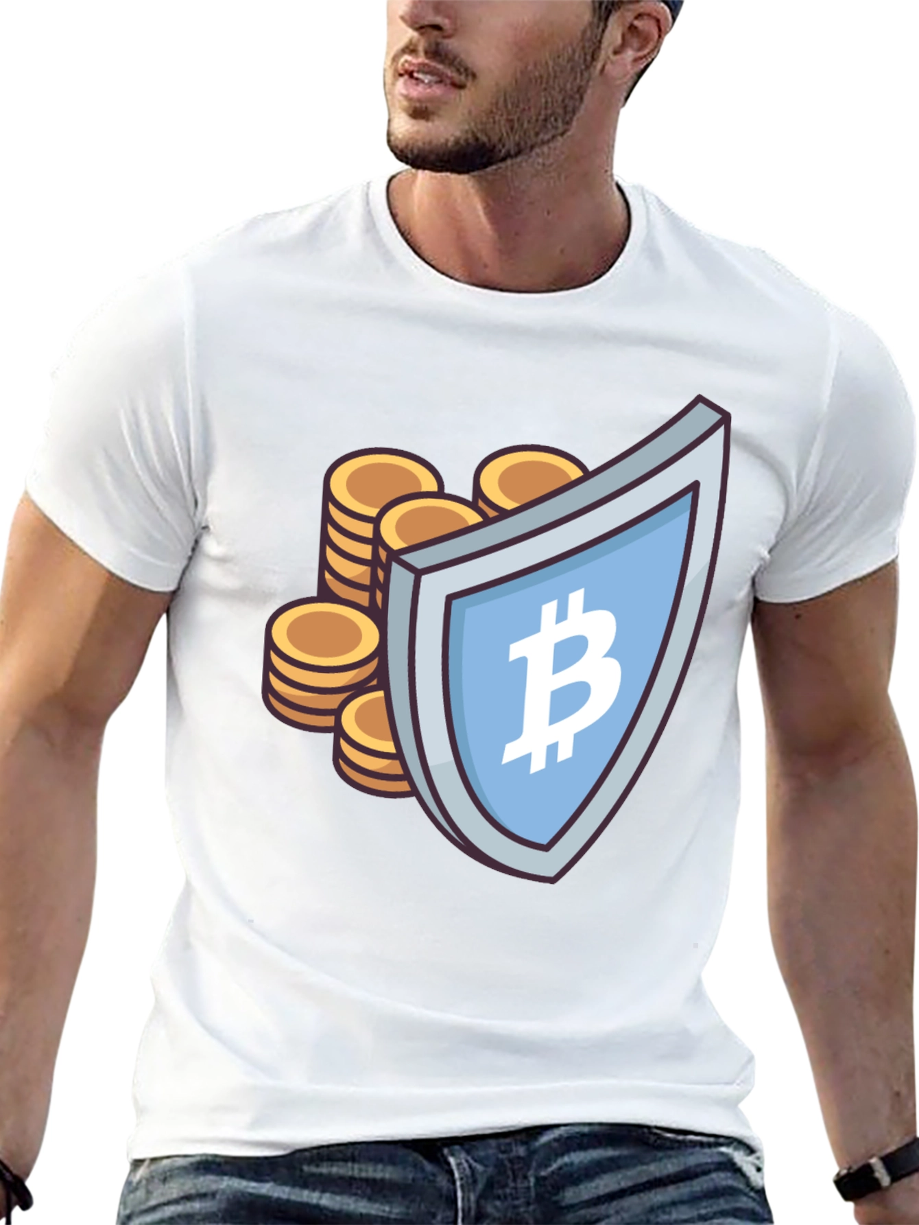 Bitcoin Shield Graphic Tee - Crypto Currency T-Shirt