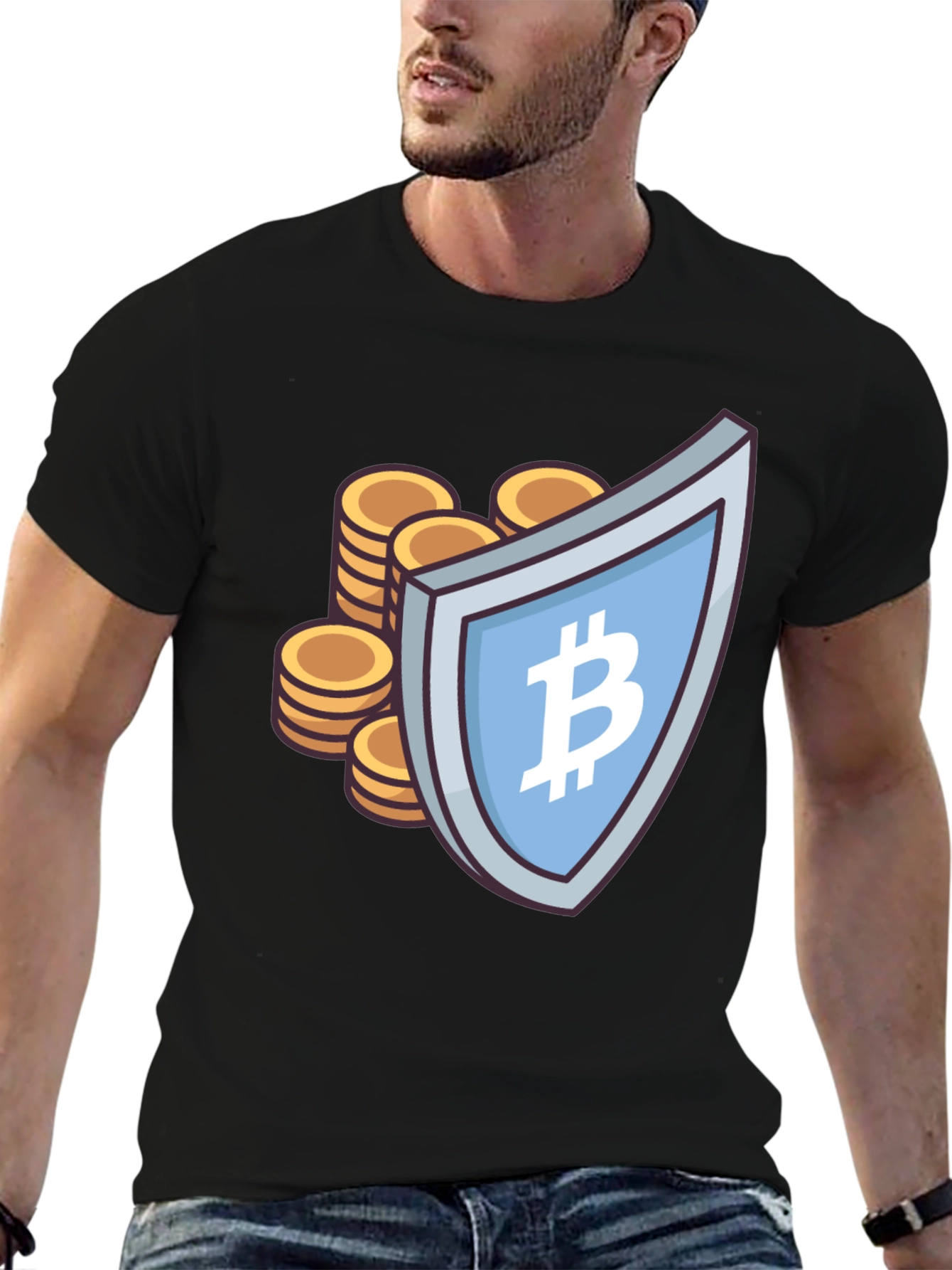 Bitcoin Shield Graphic Tee - Crypto Currency T-Shirt