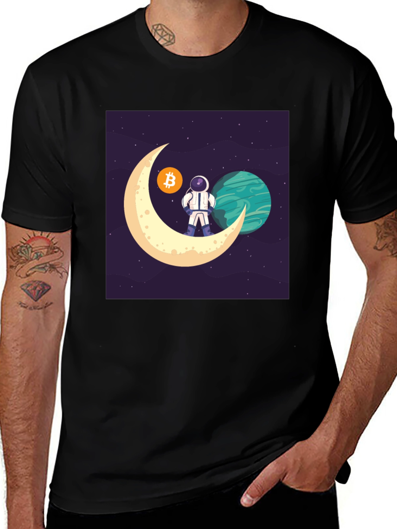 Bitcoin Astronaut T-Shirt - Crypto Moon Landing