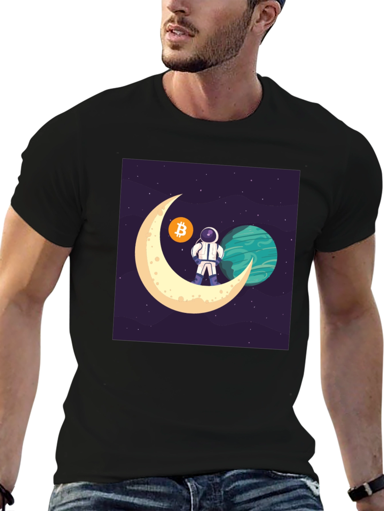 Bitcoin Astronaut T-Shirt - Crypto Moon Landing