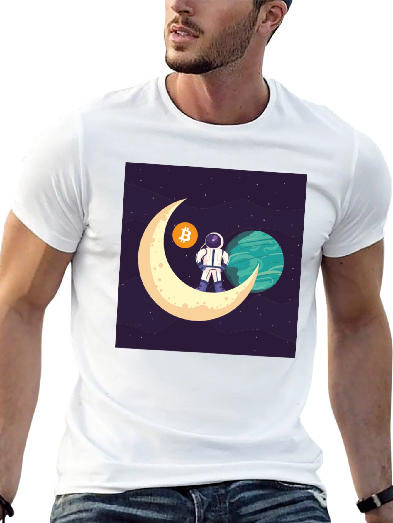 Bitcoin Astronaut T-Shirt - Crypto Moon Landing
