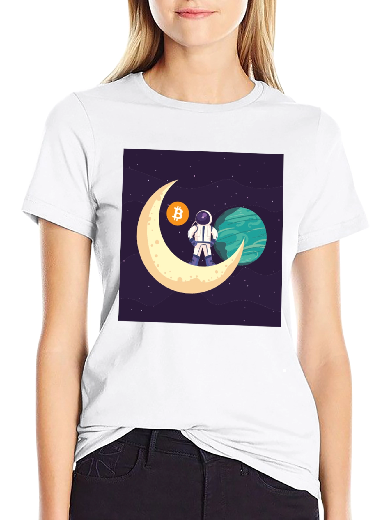 Bitcoin Astronaut T-Shirt - Crypto Moon Landing