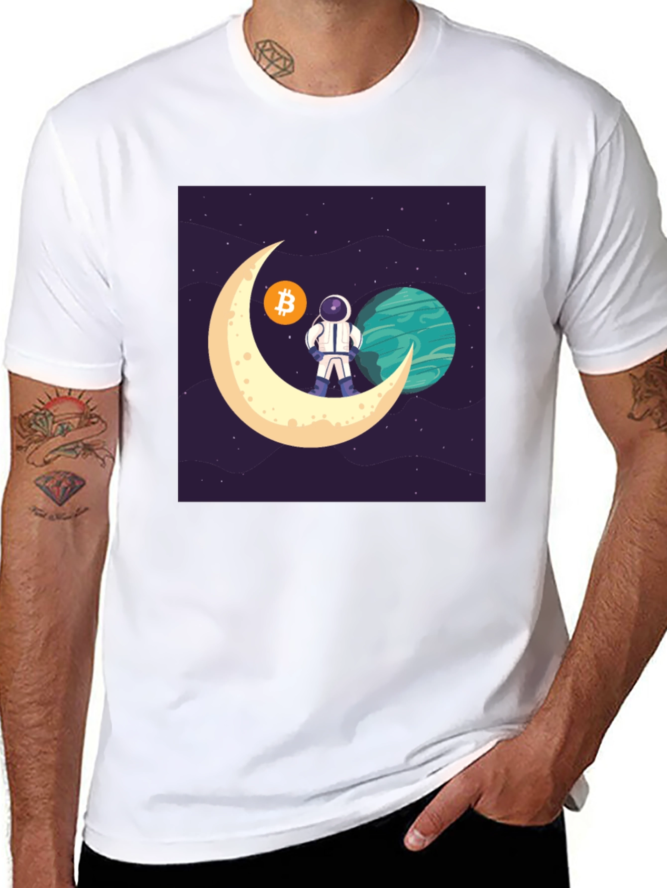 Bitcoin Astronaut T-Shirt - Crypto Moon Landing
