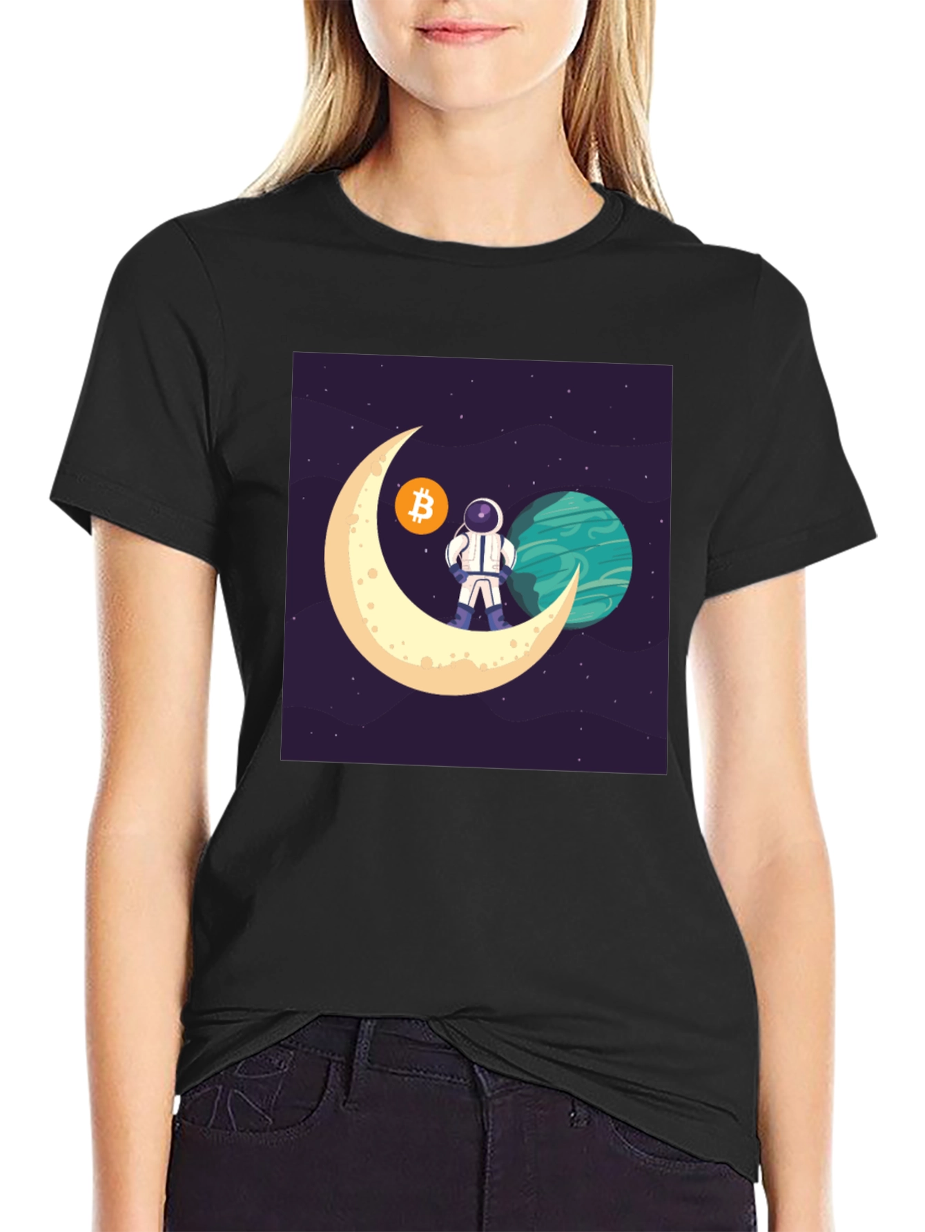 Bitcoin Astronaut T-Shirt - Crypto Moon Landing