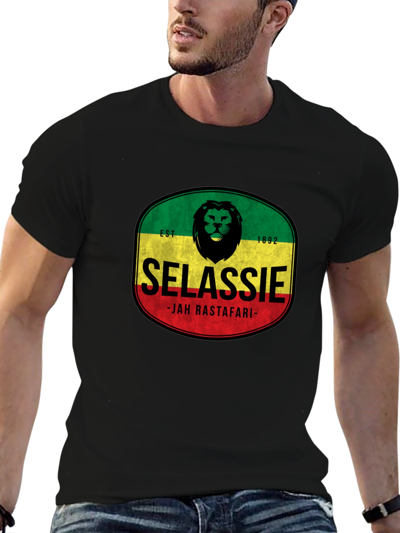 Selassie Jah Rastafari Graphic T-Shirt