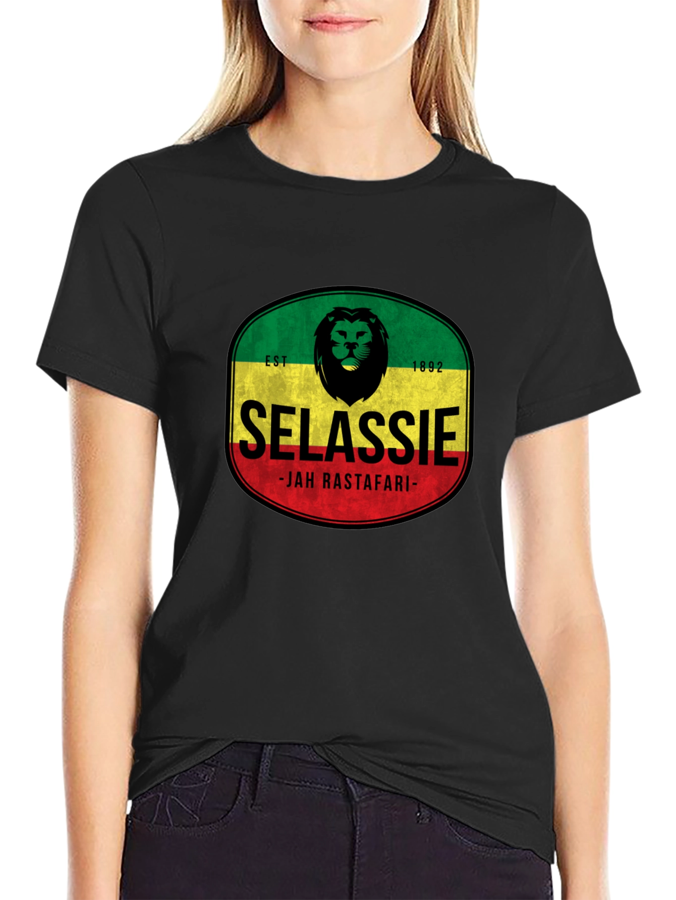 Selassie Jah Rastafari Graphic T-Shirt