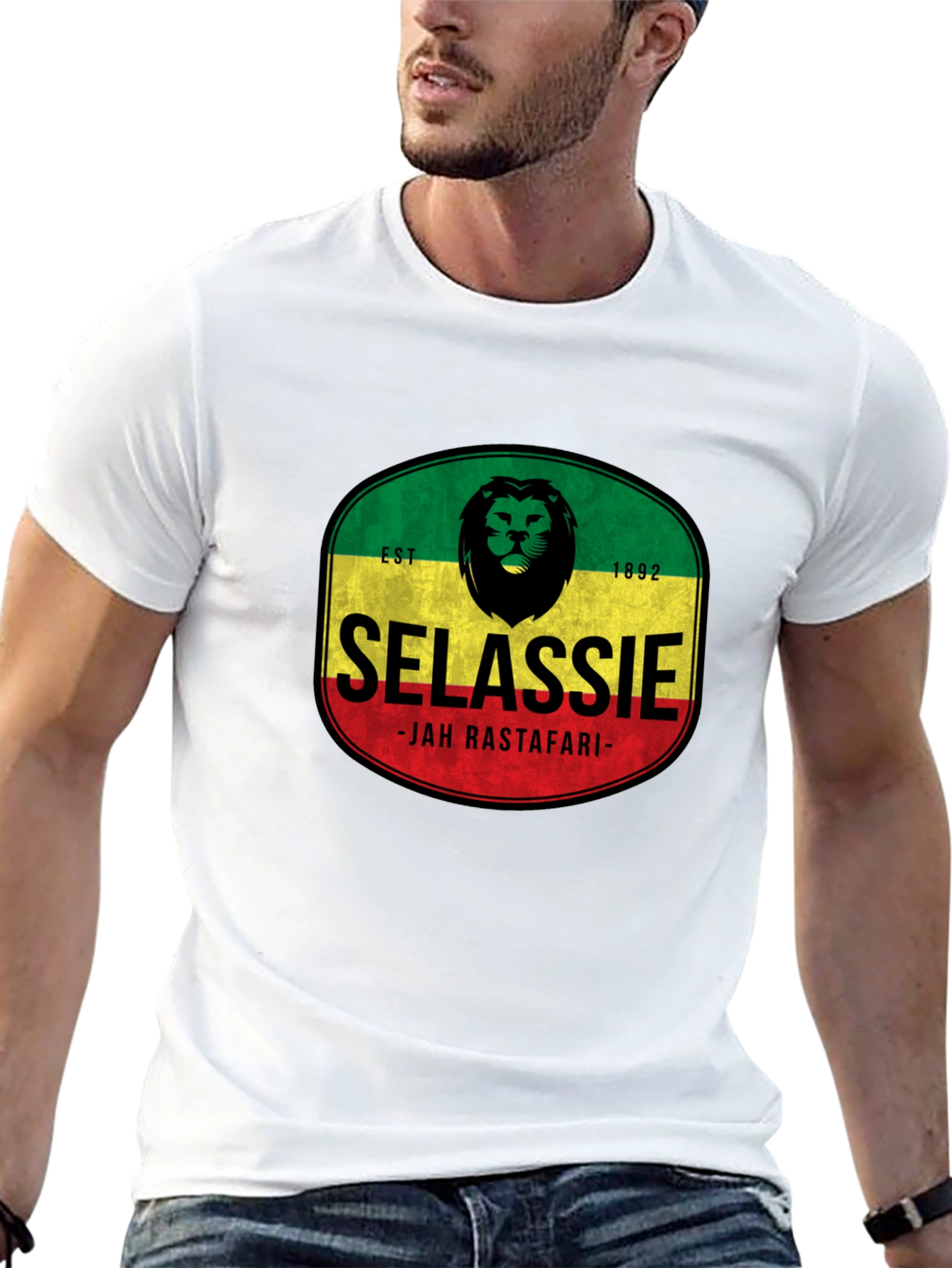 Selassie Jah Rastafari Graphic T-Shirt