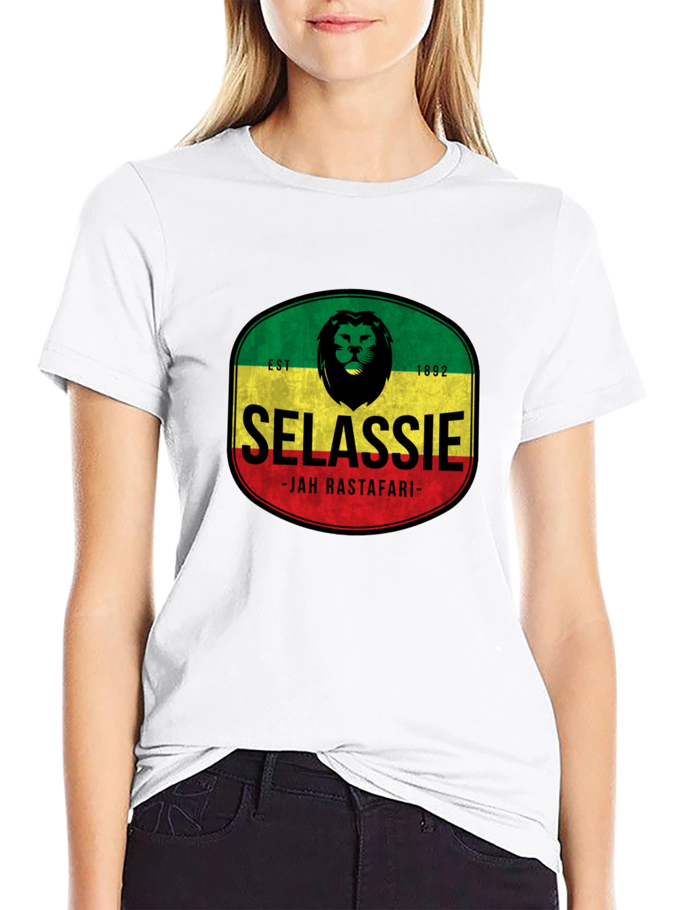 Selassie Jah Rastafari Graphic T-Shirt