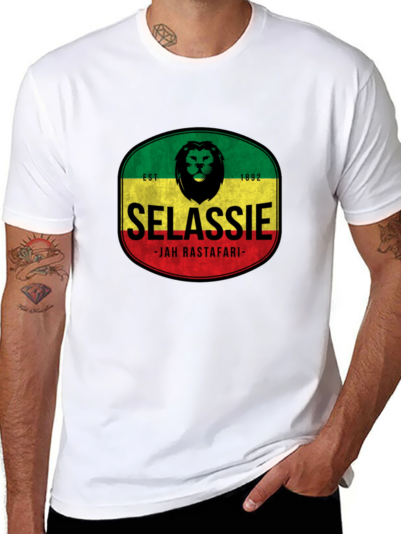 Selassie Jah Rastafari Graphic T-Shirt