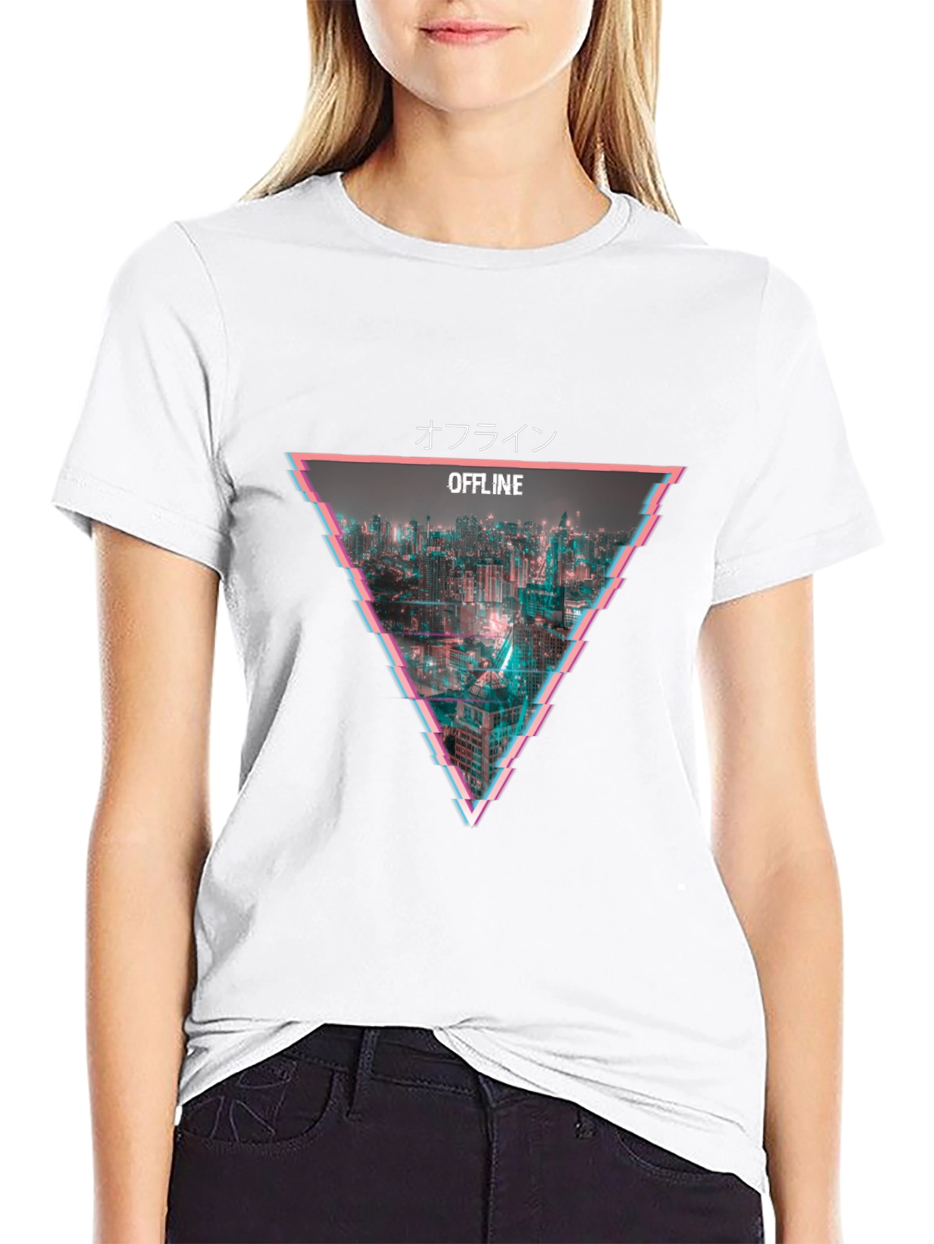 Offline Glitch Graphic Tee - Cyberpunk Style