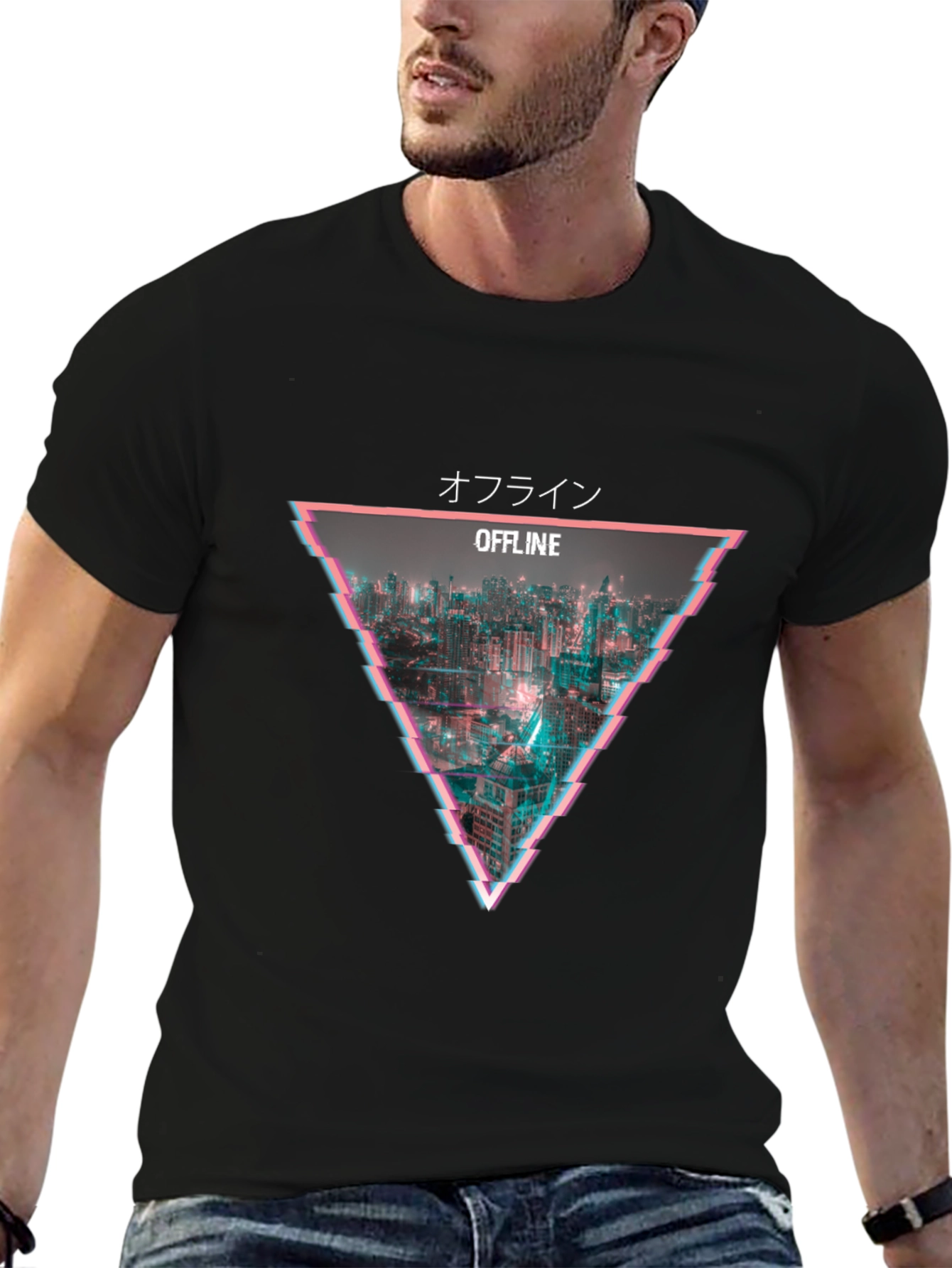 Offline Glitch Graphic Tee - Cyberpunk Style