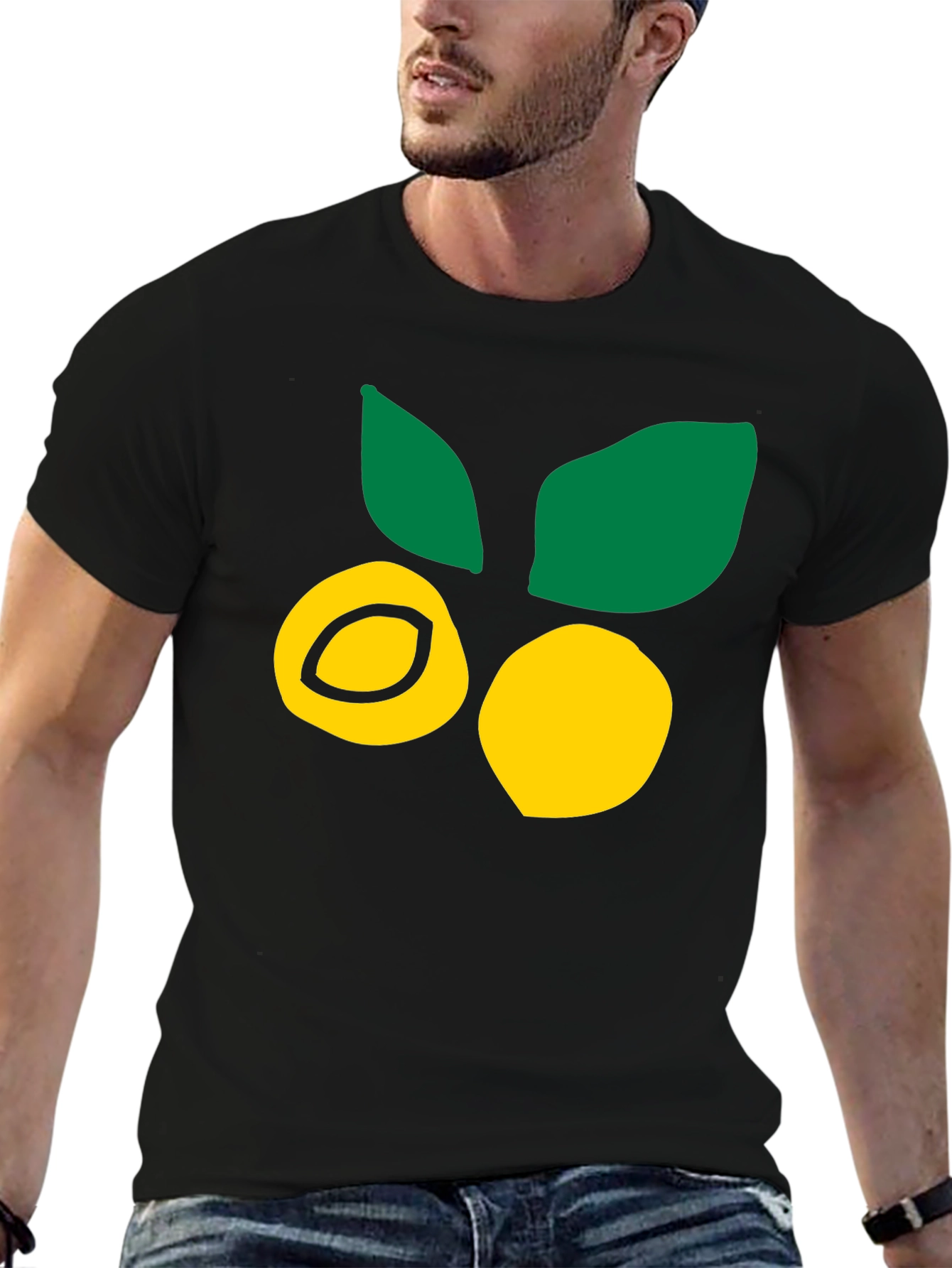 Citrus Fruit Graphic Tee - Black Cotton T-Shirt