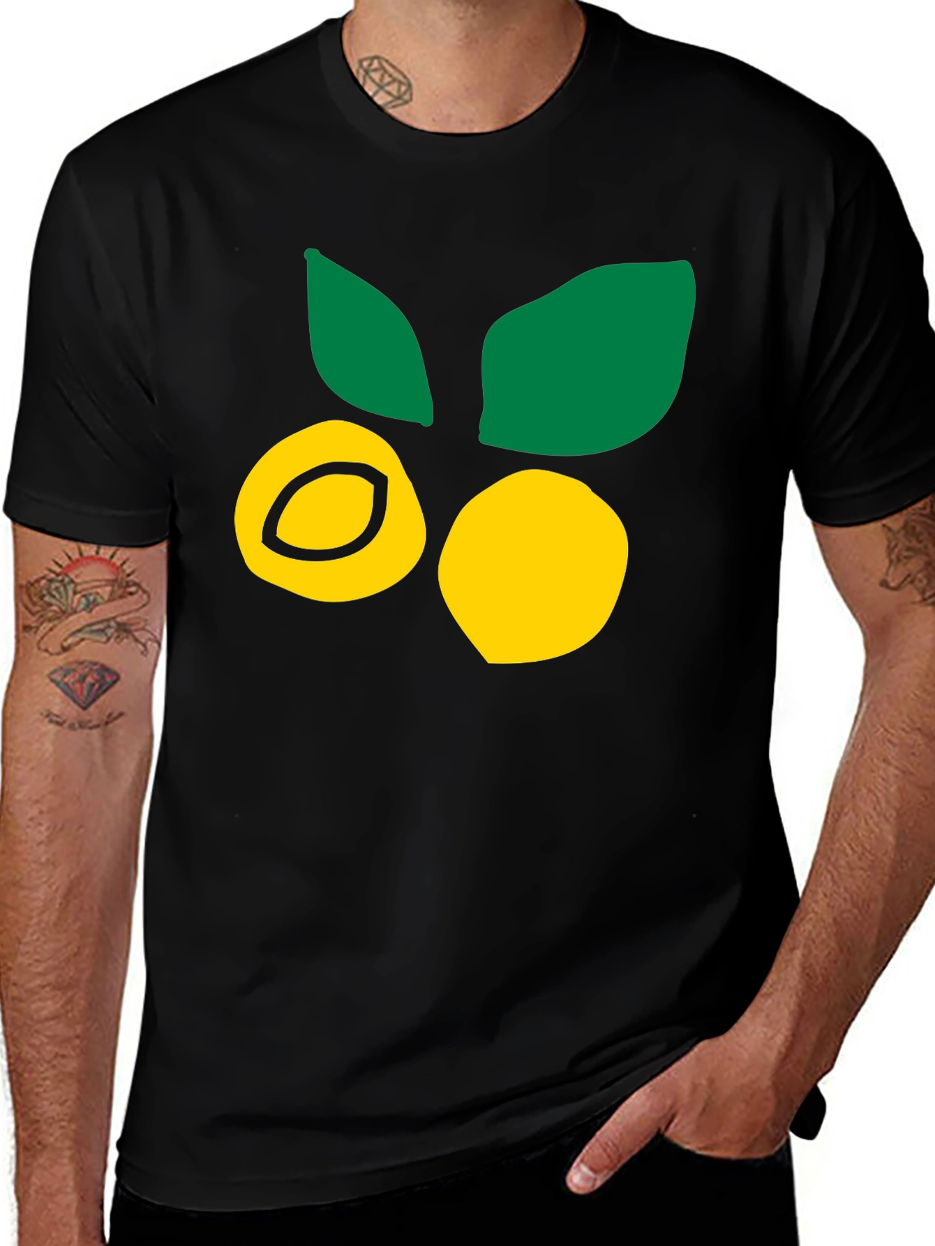 Citrus Fruit Graphic Tee - Black Cotton T-Shirt