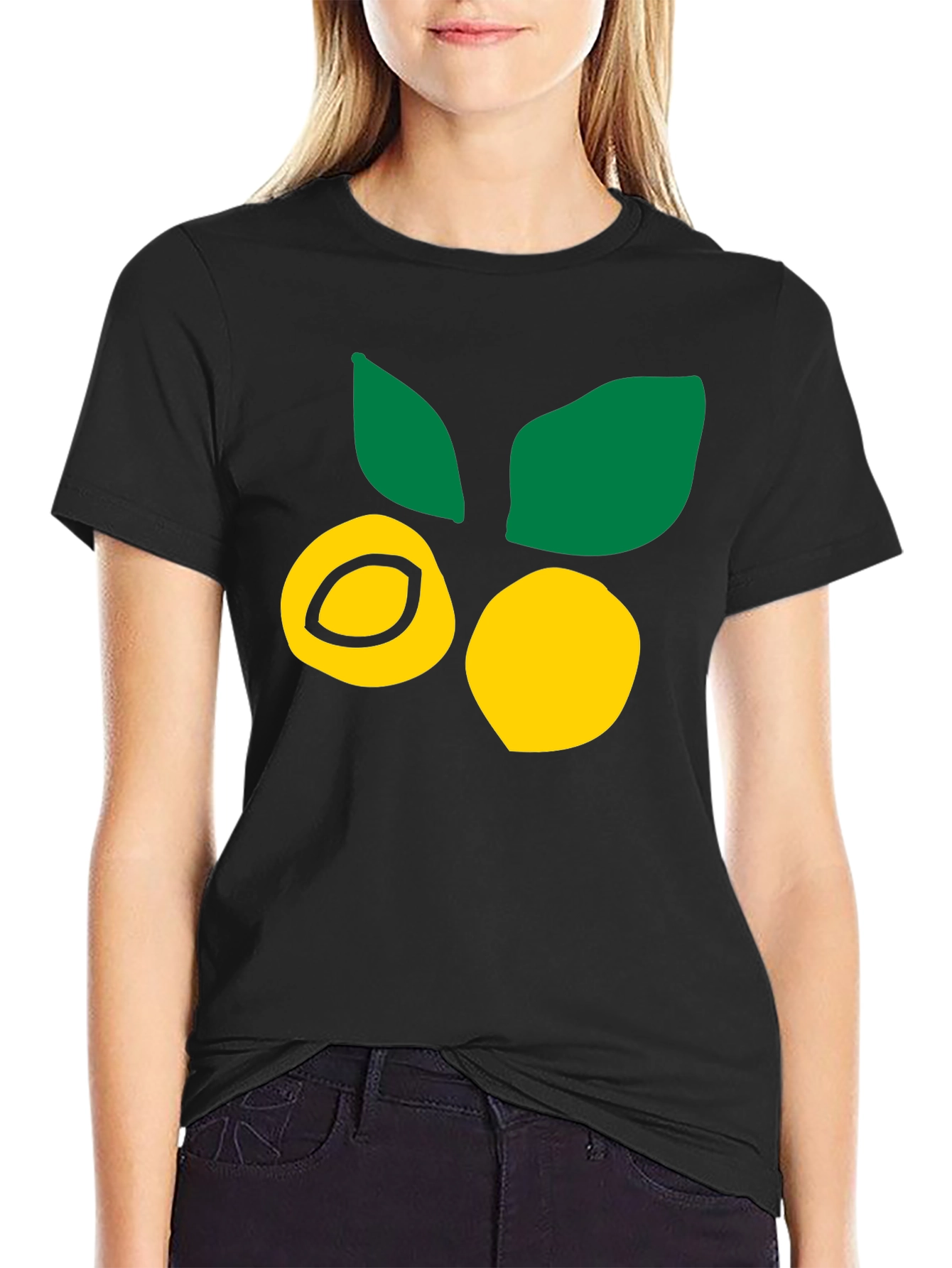 Citrus Fruit Graphic Tee - Black Cotton T-Shirt