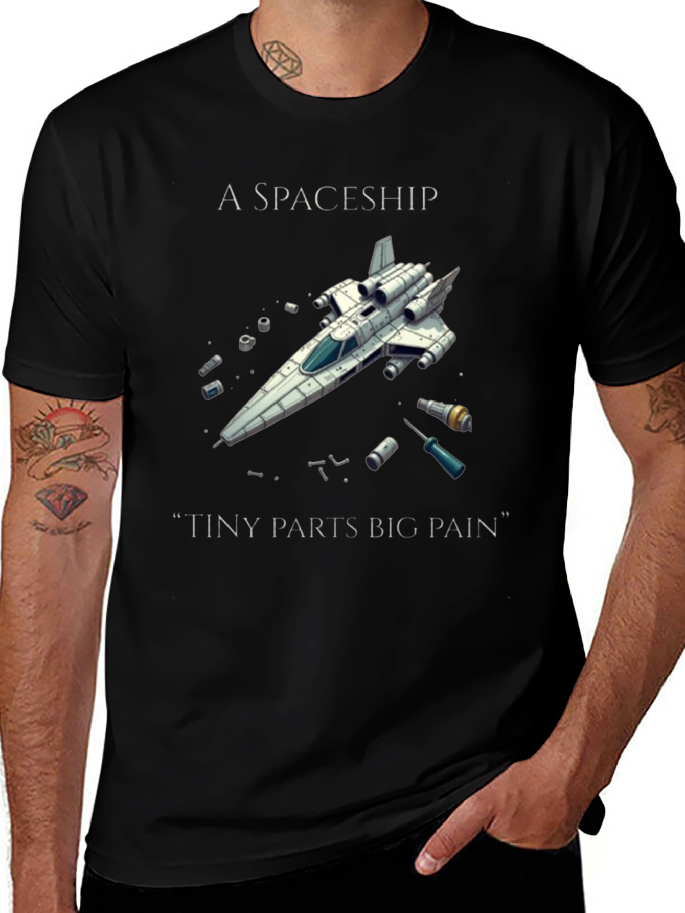 Spaceship Tiny Parts Big Pain T-Shirt