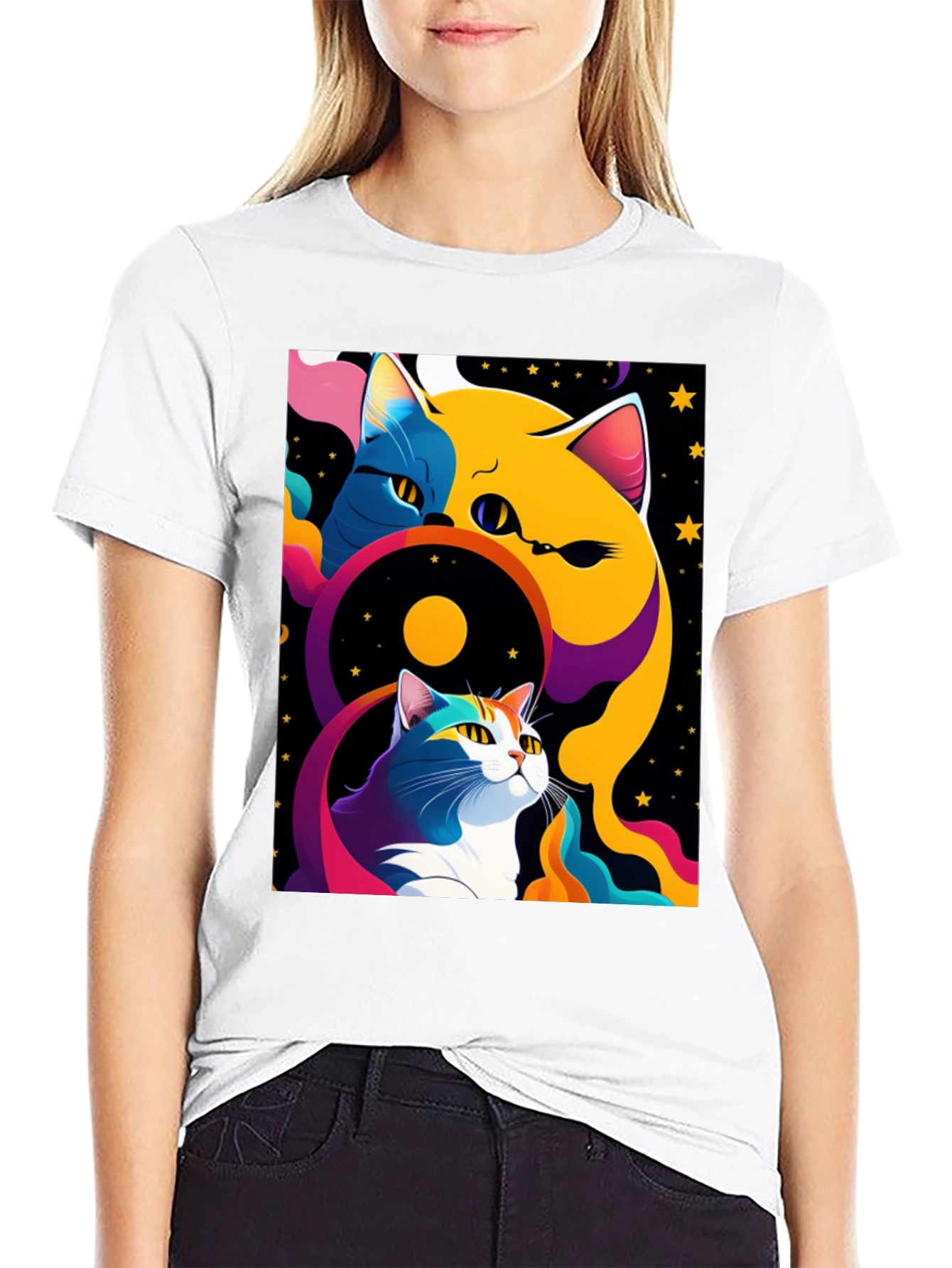 Psychedelic Cat Graphic Tee