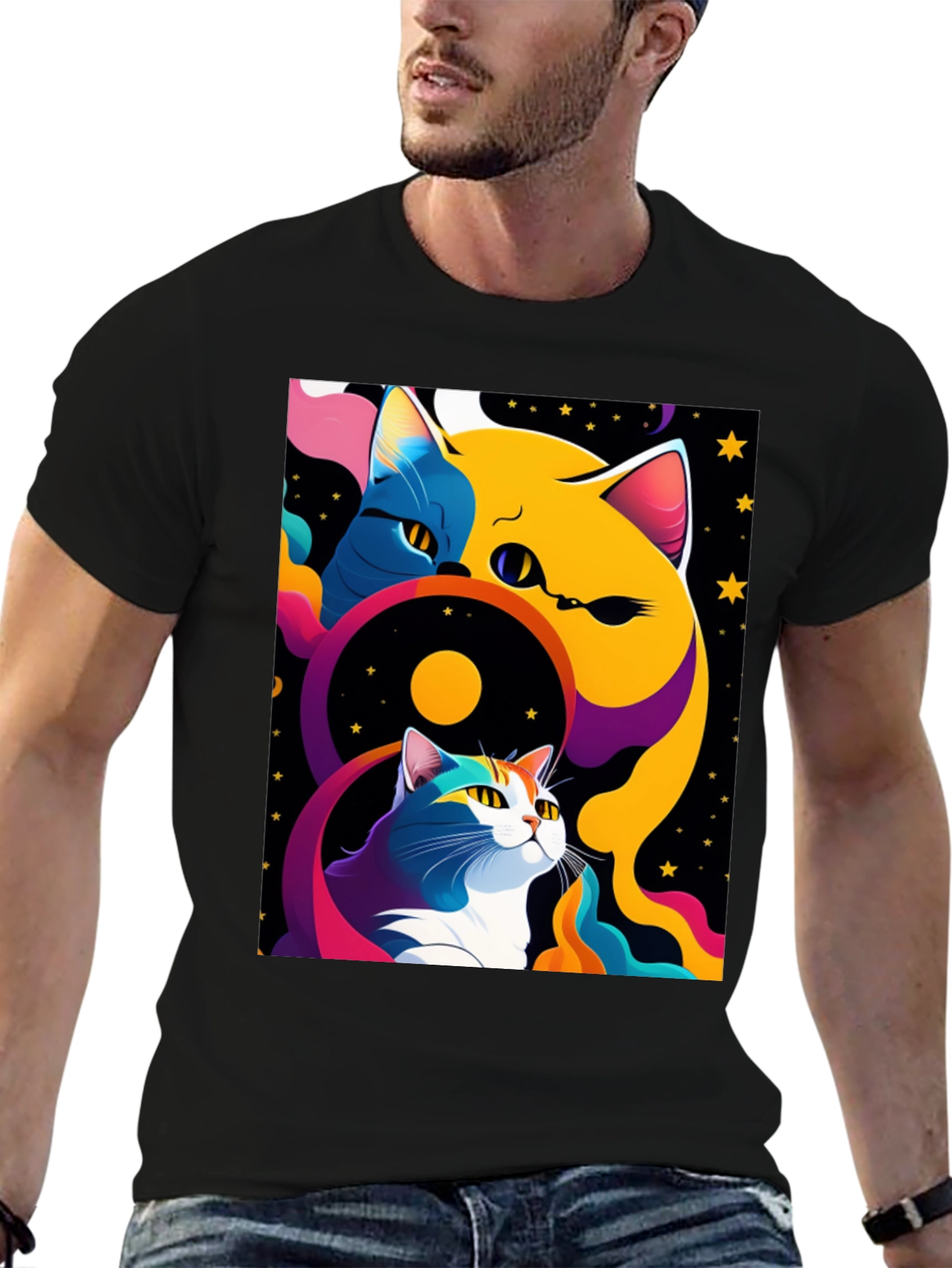 Psychedelic Cat Graphic Tee