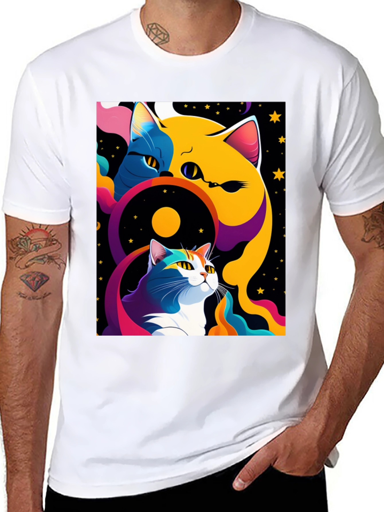 Psychedelic Cat Graphic Tee