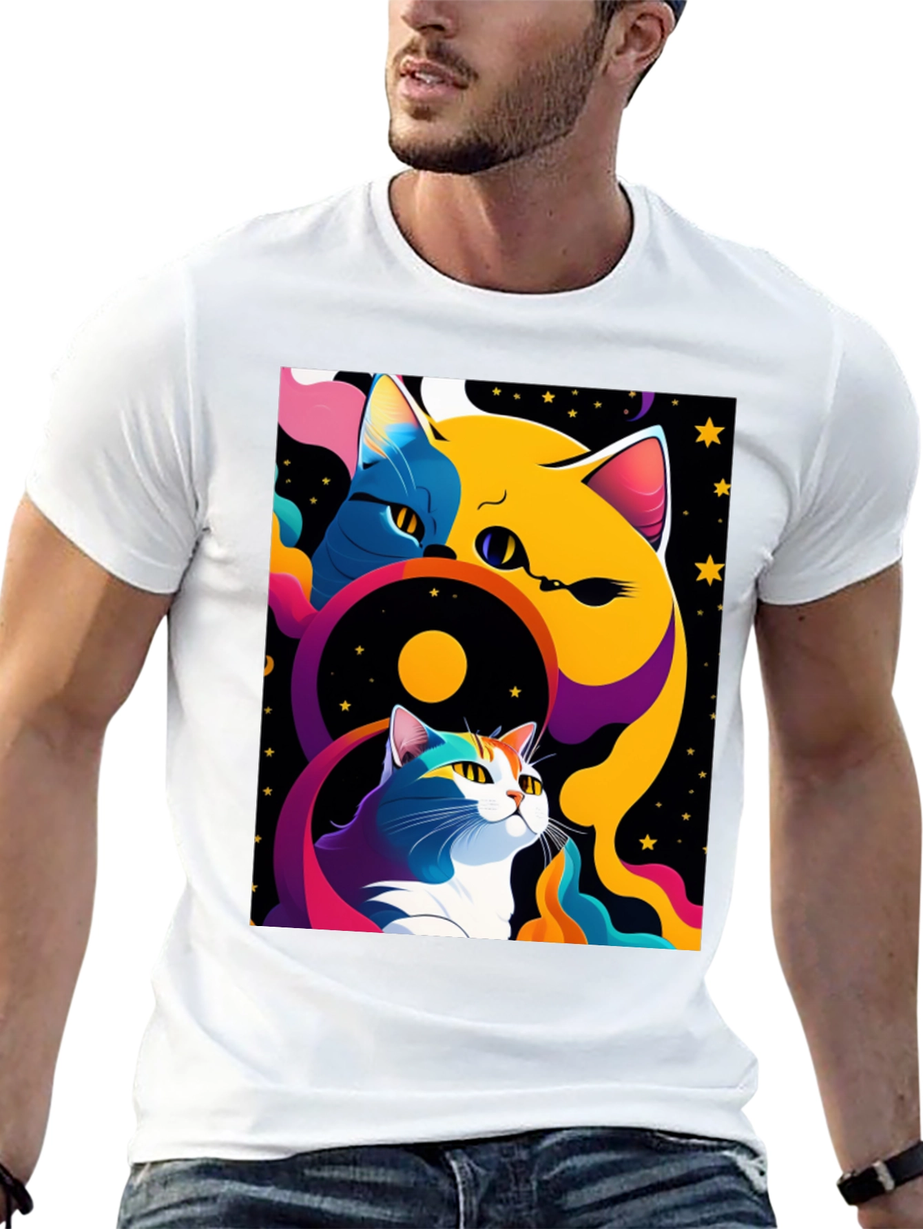 Psychedelic Cat Graphic Tee
