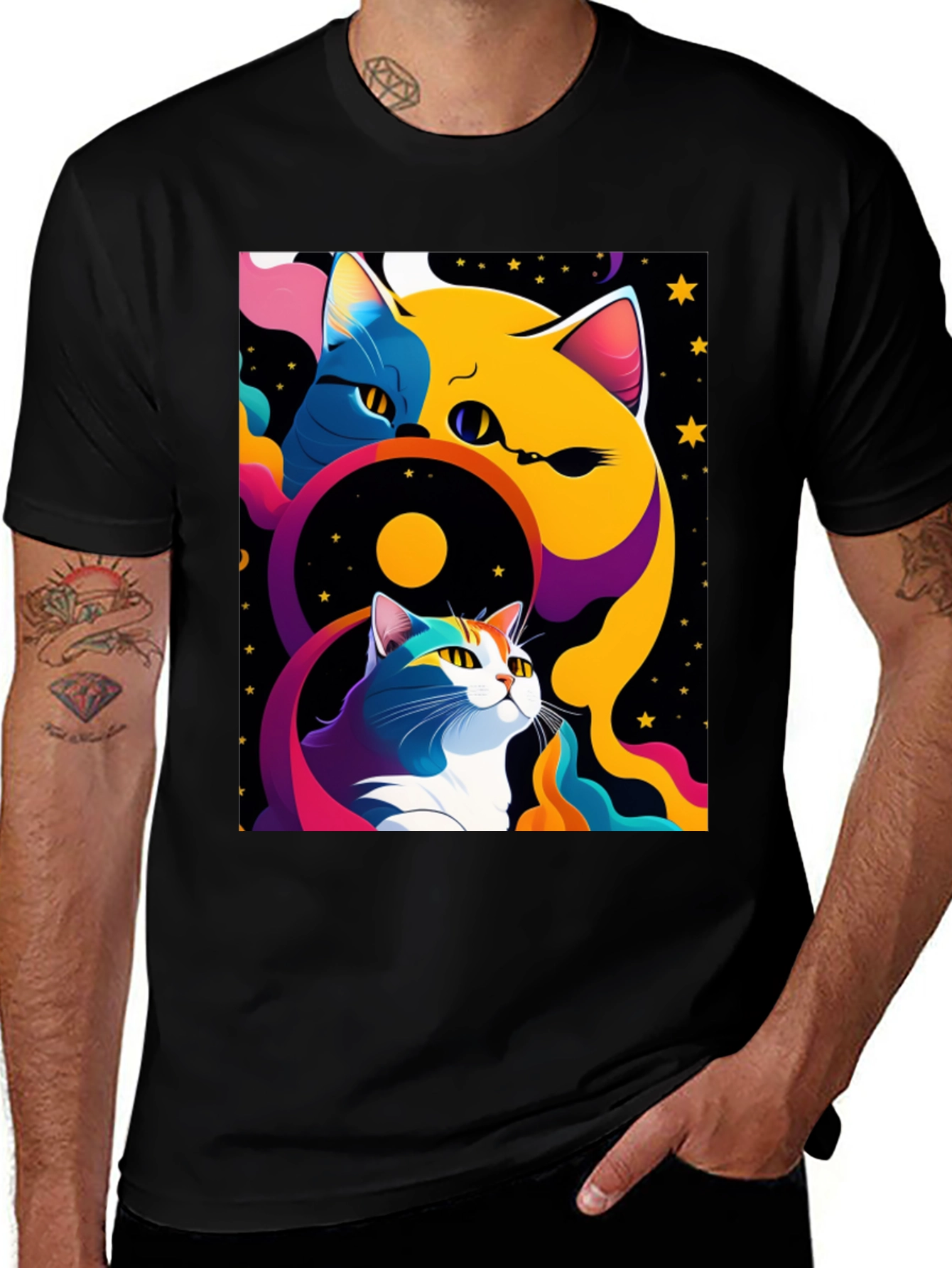 Psychedelic Cat Graphic Tee