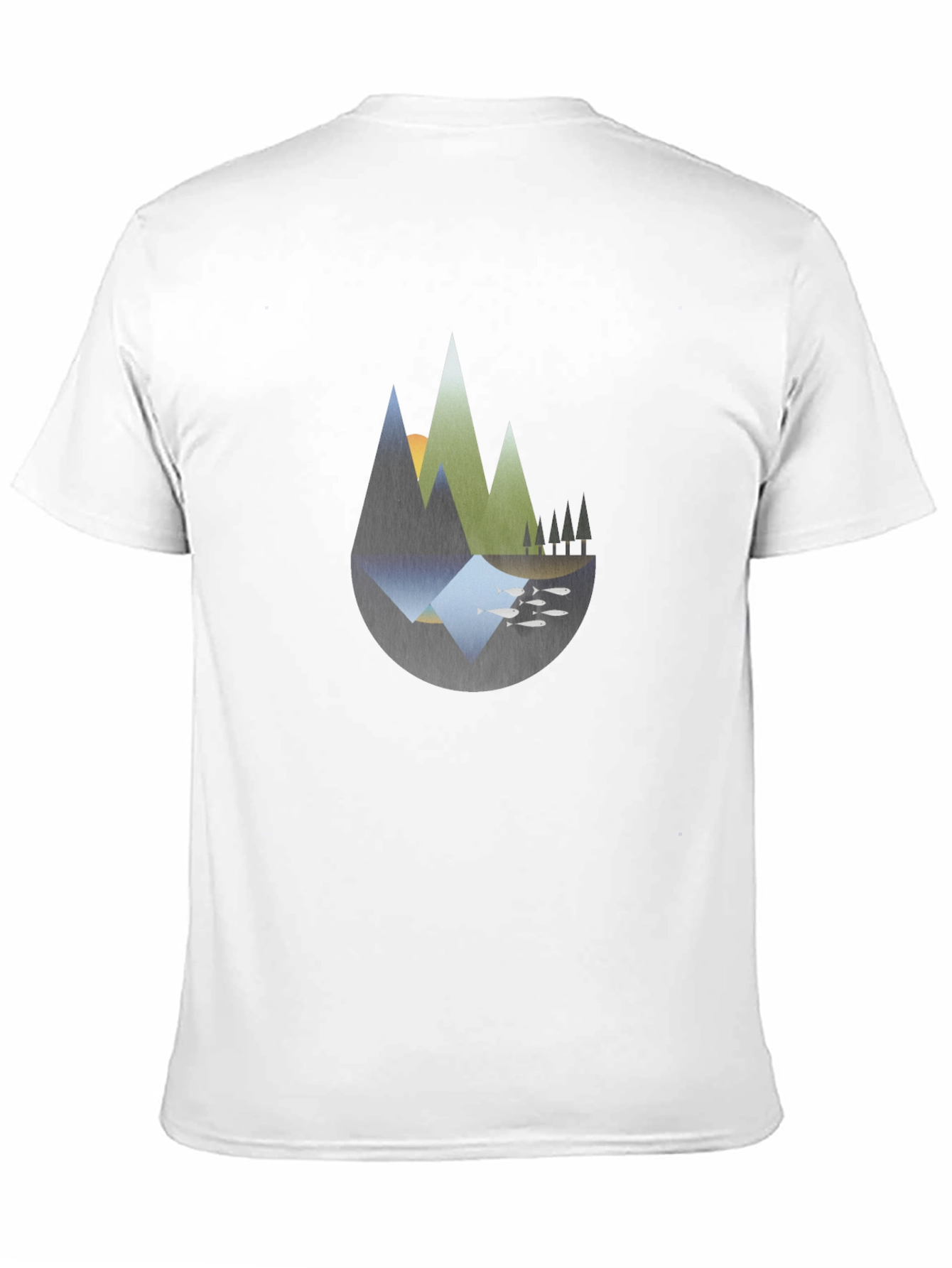 Abstract Mountain Landscape Black T-Shirt