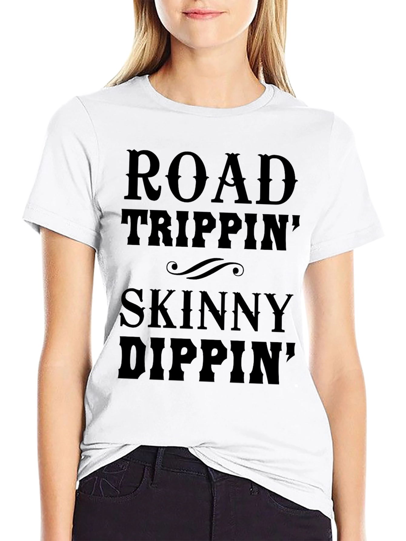 Road Trippin Skinny Dippin Black T-Shirt