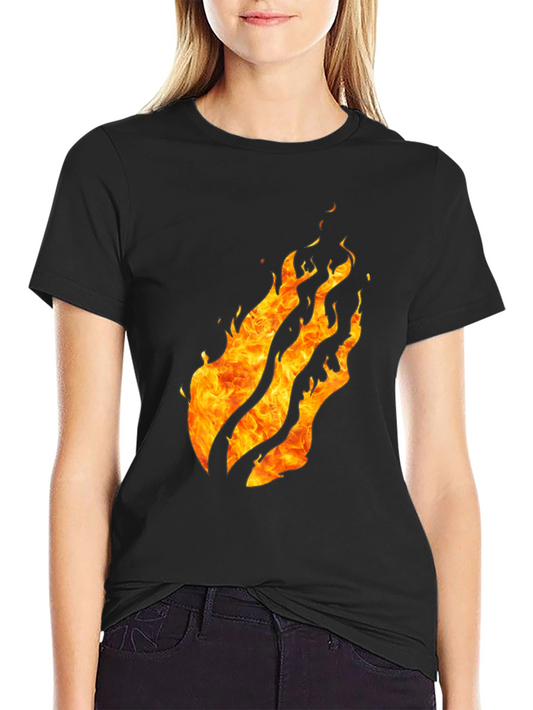 Fiery Flames Graphic Black T-Shirt - Bold Design