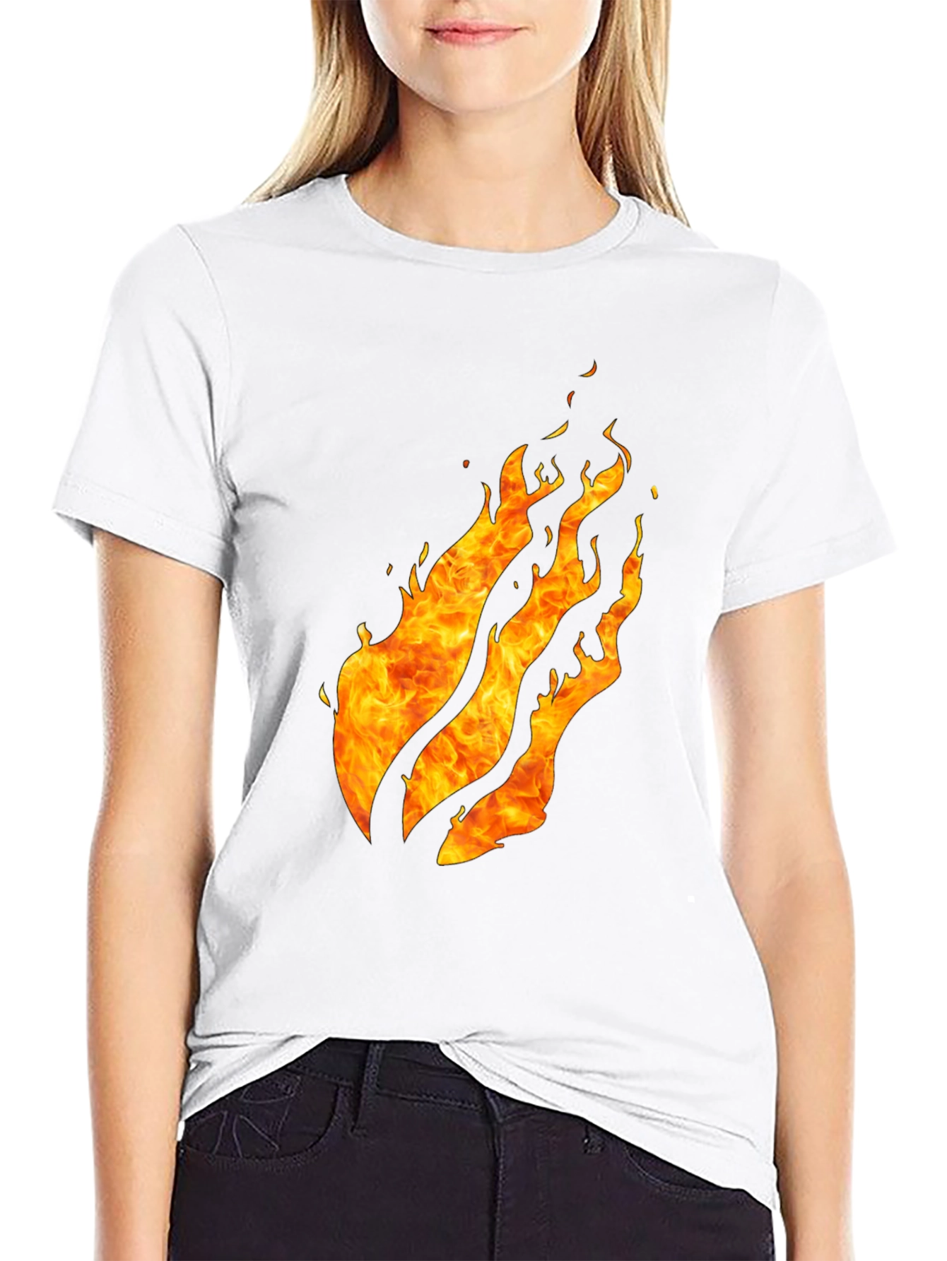 Fiery Flames Graphic Black T-Shirt - Bold Design