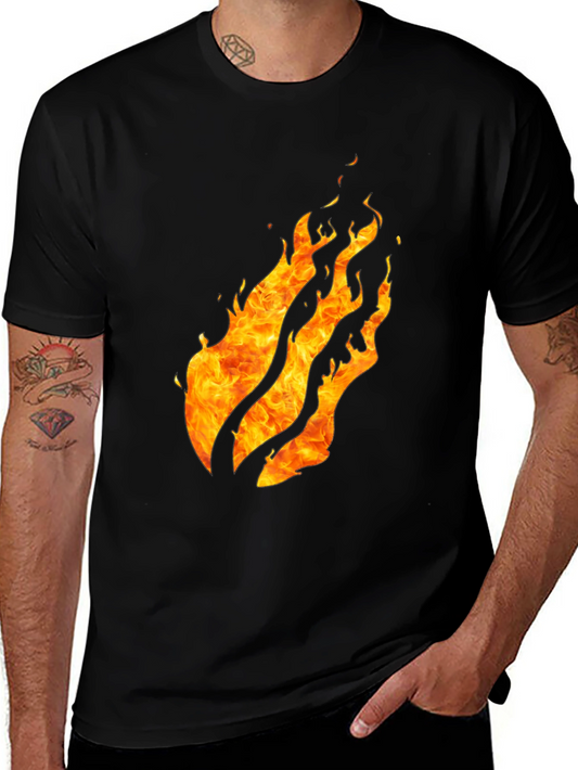 Fiery Flames Graphic Black T-Shirt - Bold Design