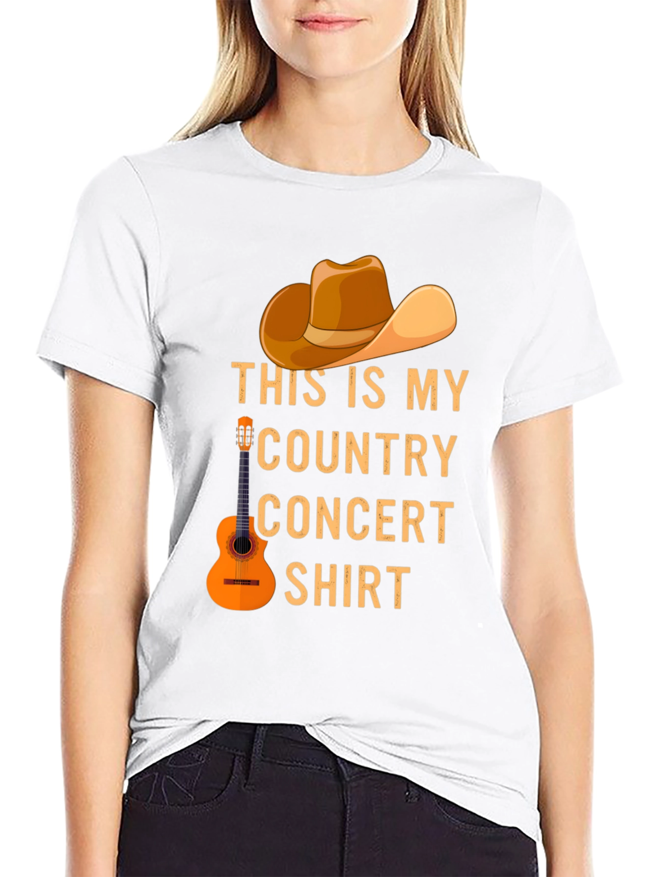 Country Concert T-Shirt - Cowboy Hat & Guitar Design