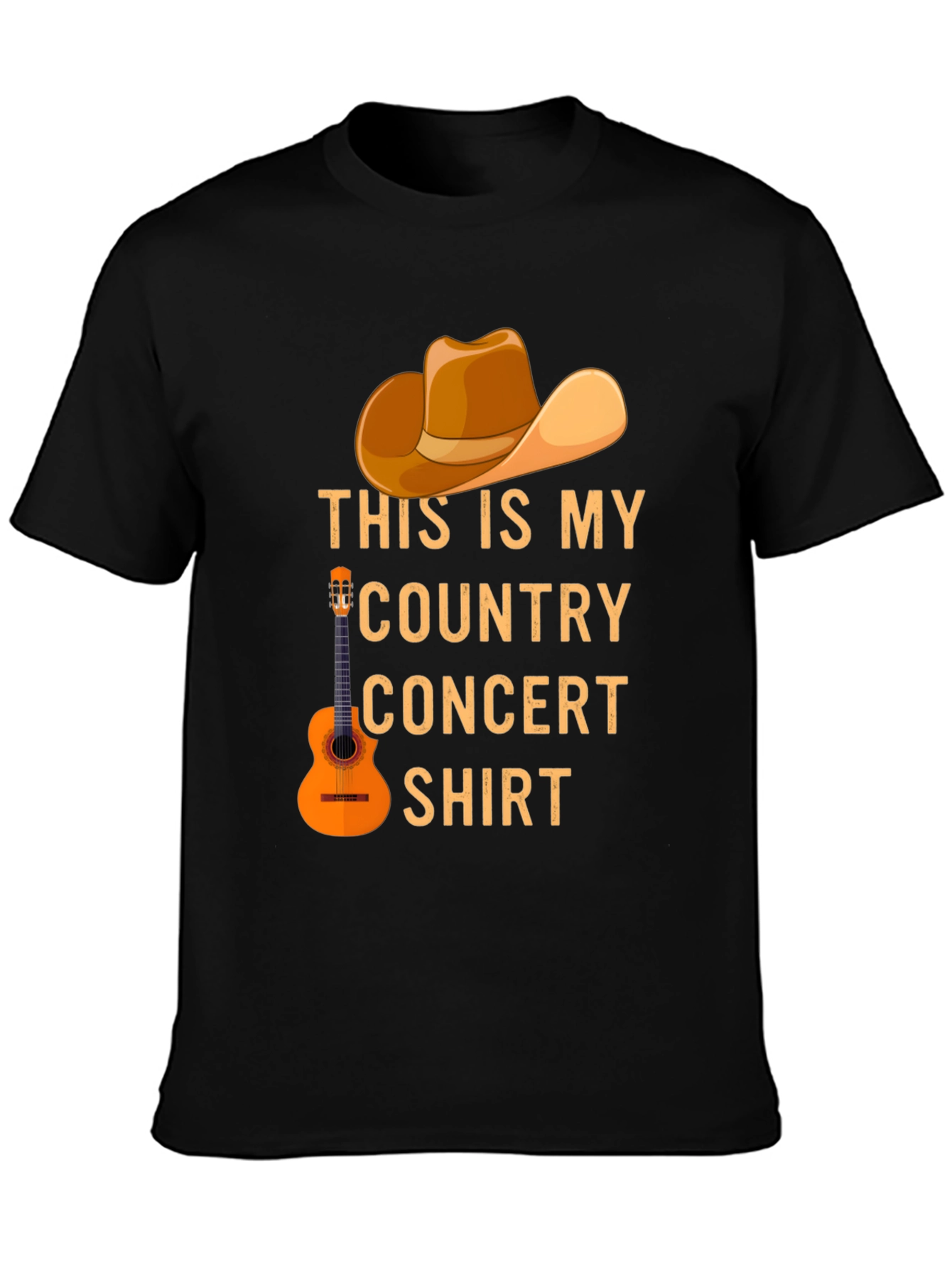Country Concert T-Shirt - Cowboy Hat & Guitar Design